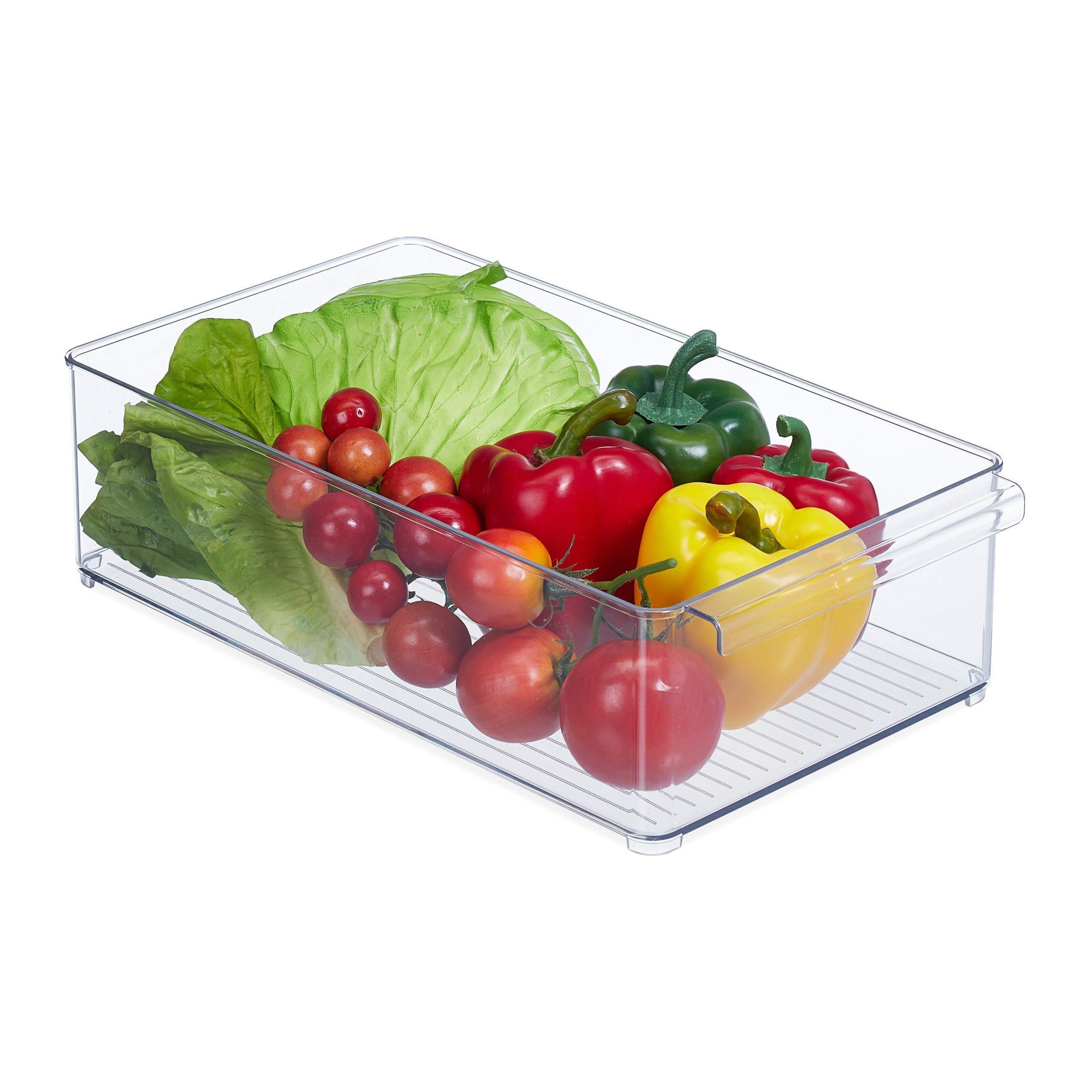 relaxdays Frischhaltedose Kühlschrank Organizer mit Griff, Kunststoff