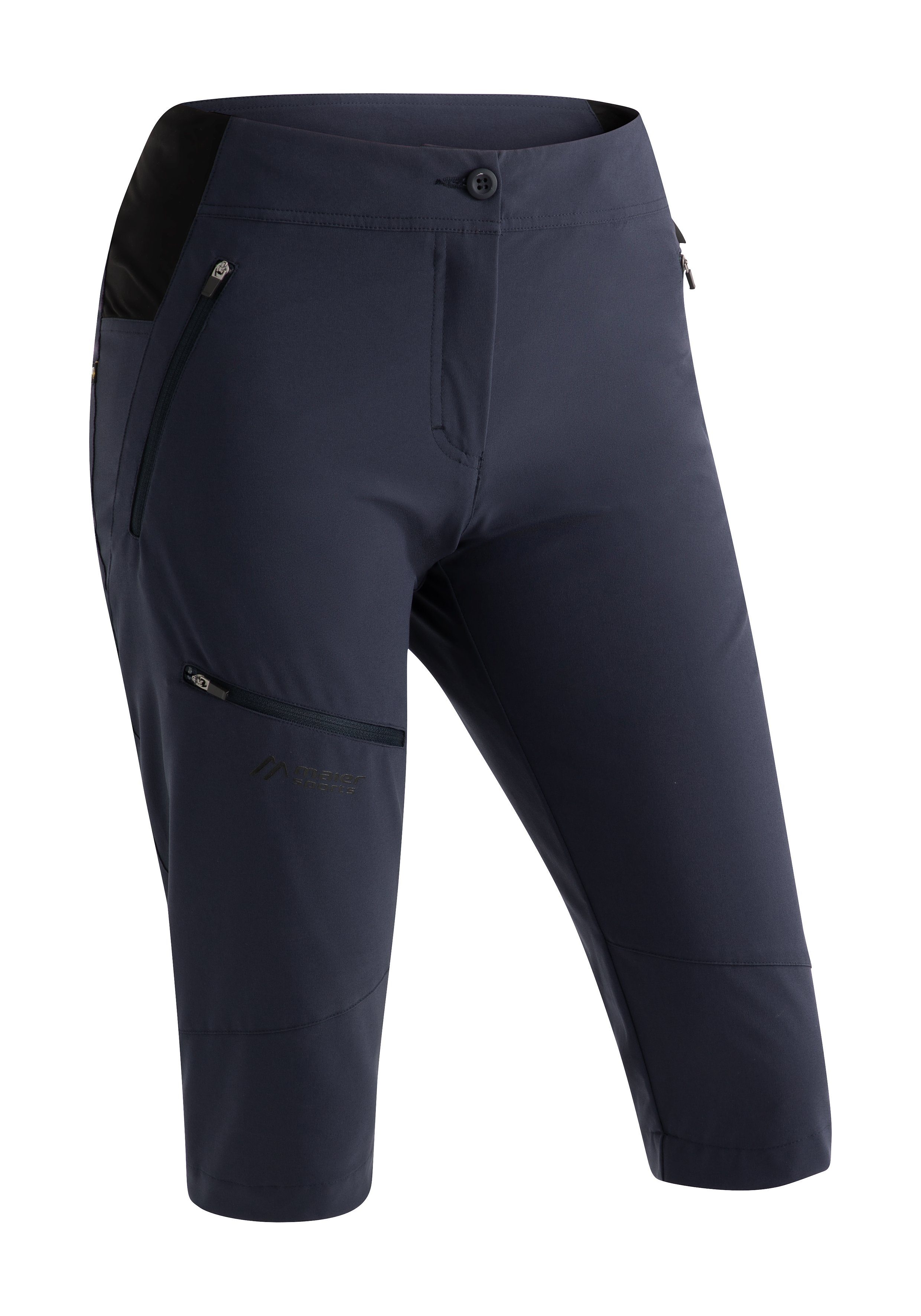 Maier Sports dunkelblau elastische Capri Vario Damen Trekking-Hose Caprihose Outdoor Latit Wanderhose