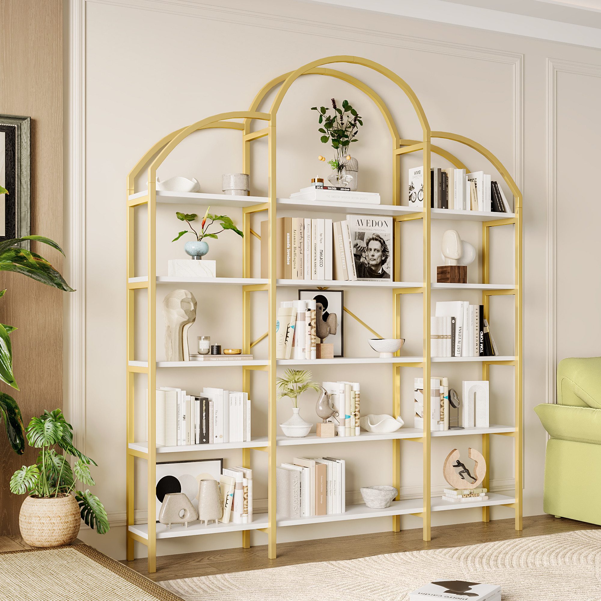 Flieks Bücherregal 5 stöckiges, Lagerregal, Aufbewahrungsregal Hochschrank Bücherwand, B170/T25/H190 cm 1-tlg., Standregal mit 5 Ebenen Bücherschrank in Wolkenform, Stahlrahmen