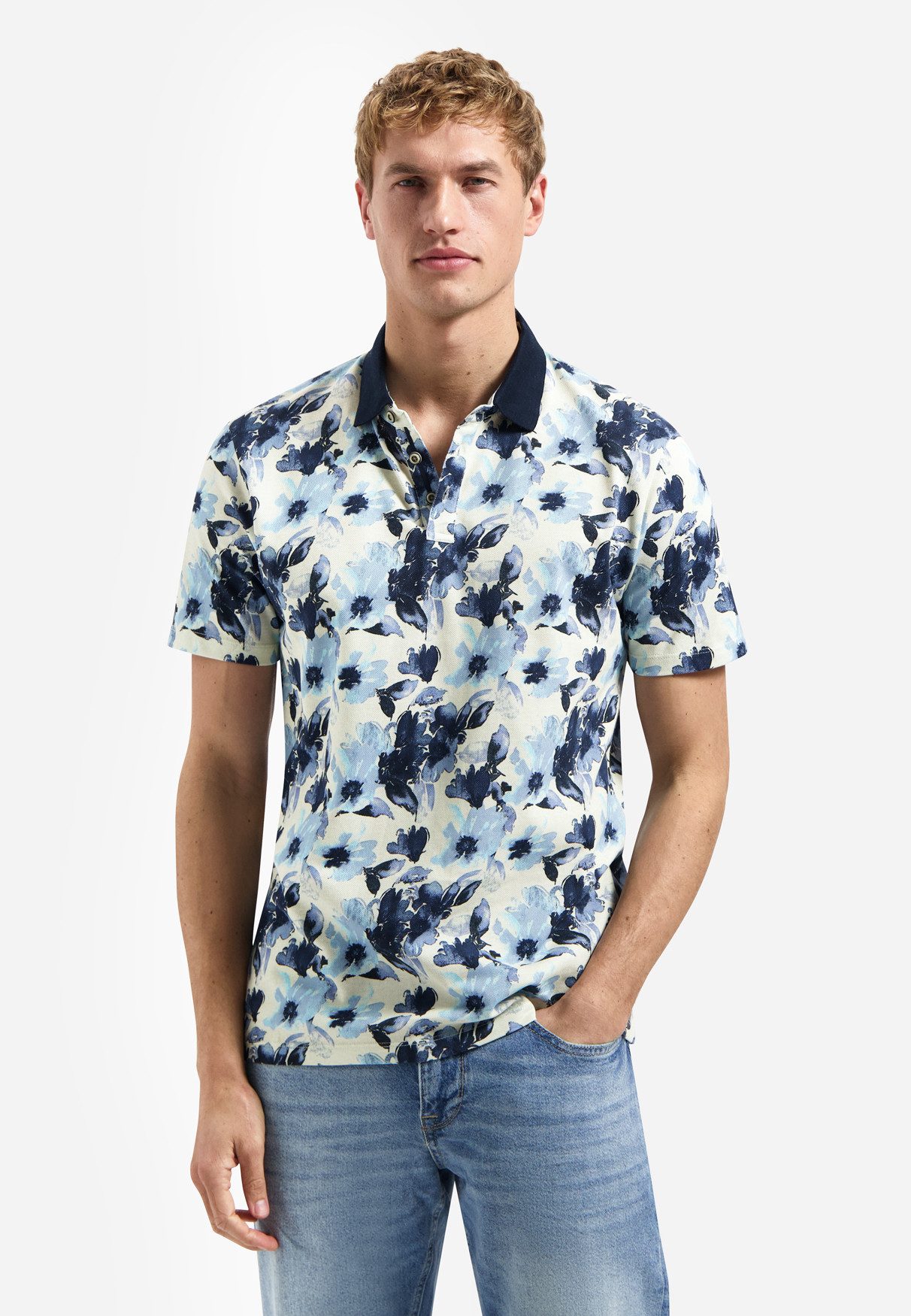 NO EXCESS Poloshirt Polo Short Sleeve Printed - Poloshirt floral - Herrenpolo kurzarm