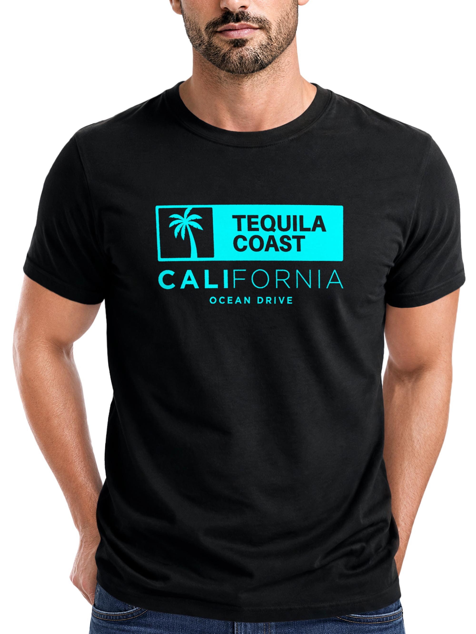 Neverless® Herren T-Shirt California Ocean Drive Kalifornien Palme