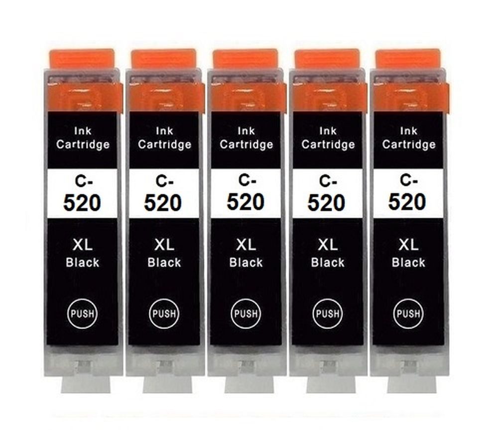 inkpro Kompatible Druckerpatronen PGI-520 und CLI-521 Tintenpatrone (für Canon Pixma IP3600, IP4600, IP4600 X, IP4700, MP540, MP550, MP560, MP620, MP630, MP640, MP640 R, MP980, MP990, MX860, MX870, 5-tlg., PGI-520 CLI-521 schwarz, cyan, magenta, gelb, grau)