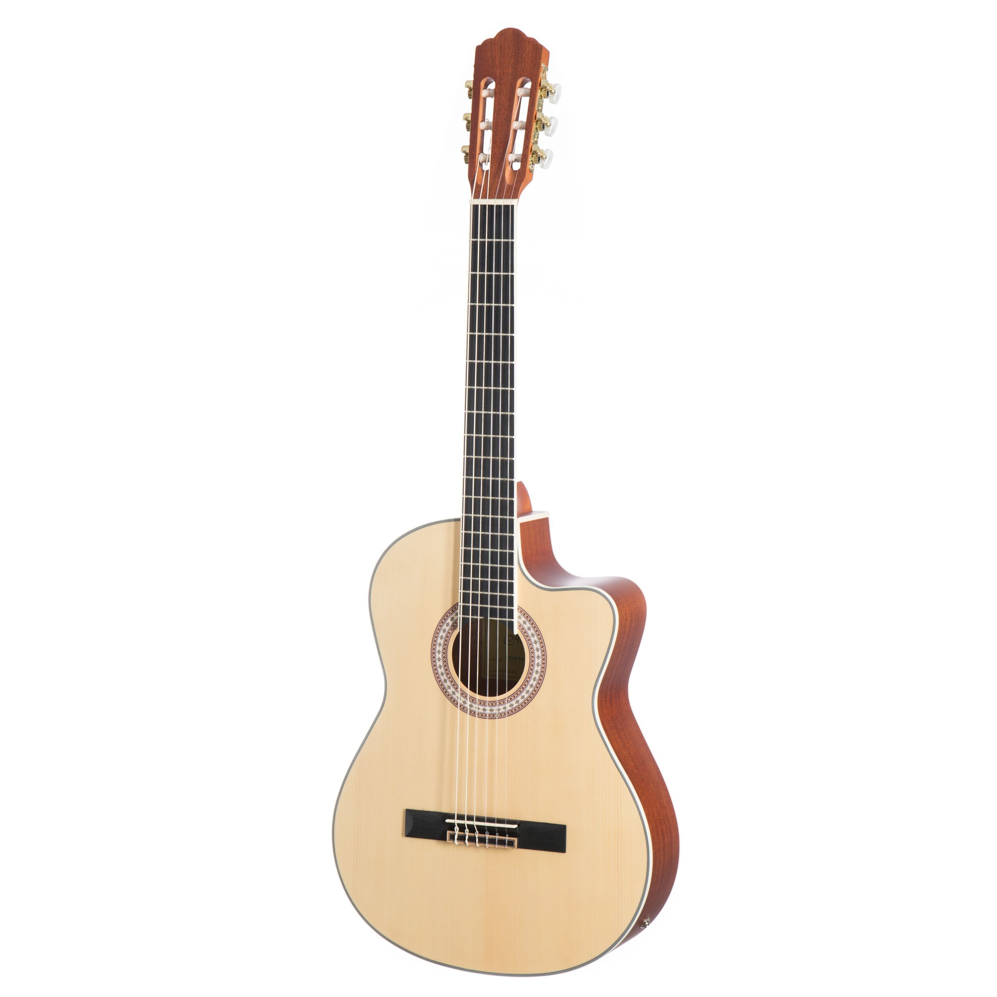 Almeria Konzertgitarre, CC 36 EQ Classic NT, 4/4 Konzertgitarre, Natural, Laminierter Korpus, Fichtendecke, Sapele Zargen & Boden, Eingebauter Tonabnehmer, Cutaway, Mattes Finish, Stimmstabile Mechaniken, CC 36 EQ Classic NT, Konzertgitarre, Eingebauter Tonabnehmer