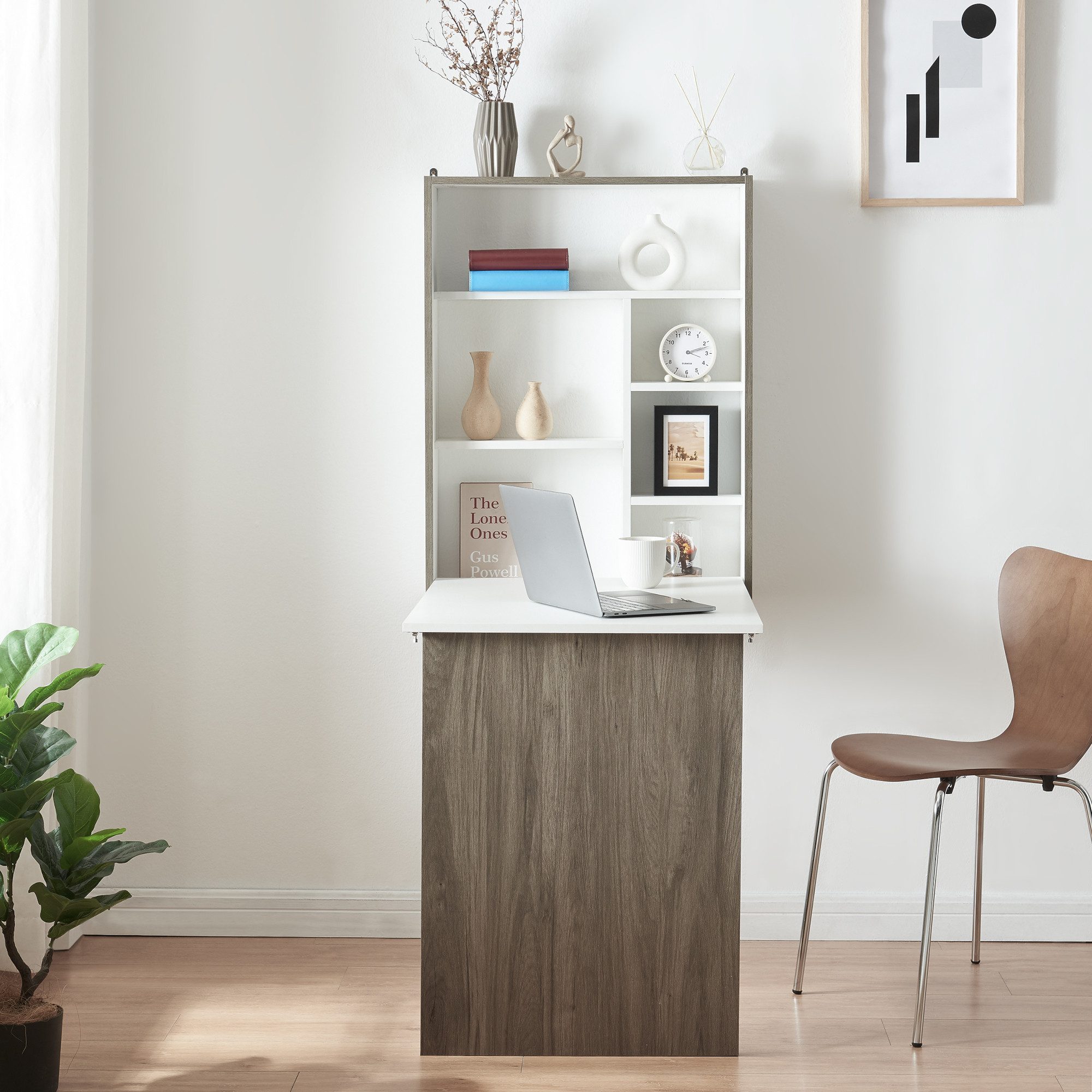 en.casa Klapptisch, Wandklapptisch »Greve« Weiß / Holzoptik