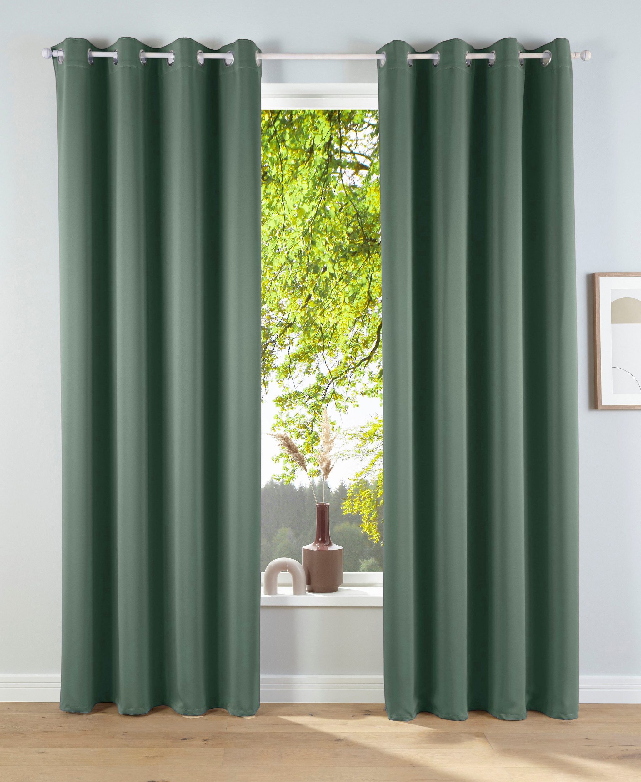 OTTO home Verdunkelungsvorhang Solana, Ösen, verdunkelnd, 2er Set, Topseller (2 St), Ösen, verdunkelnd, 2-er Set, Breite 140 cm, einfarbig