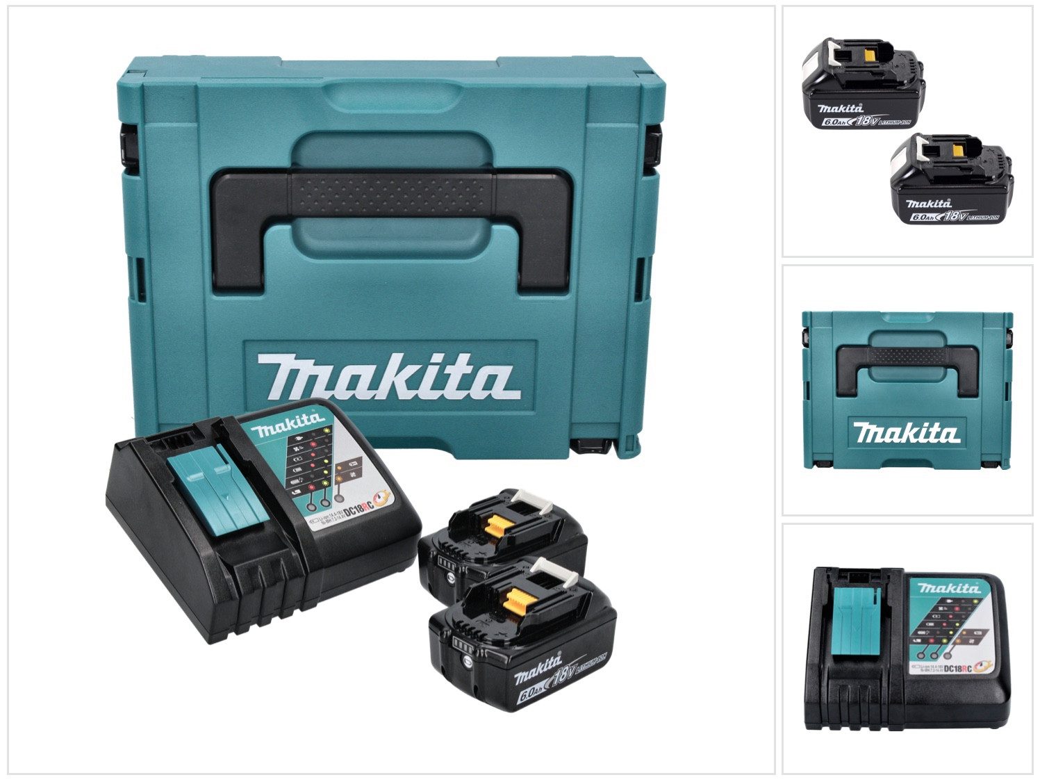 Makita Power Source Kit 18 V (198116-4) mit 2x BL 1860 B + DC 18 RC Ladege Akkupacks