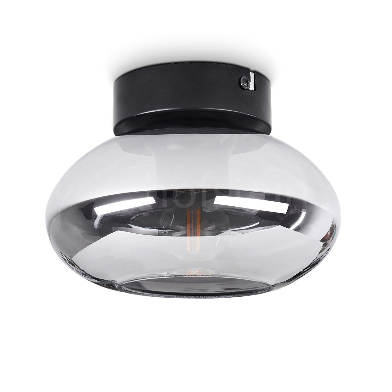 hofstein Deckenleuchte »Pietramelara« Deckenlampe aus Metall/Glas in Schwar günstig online kaufen