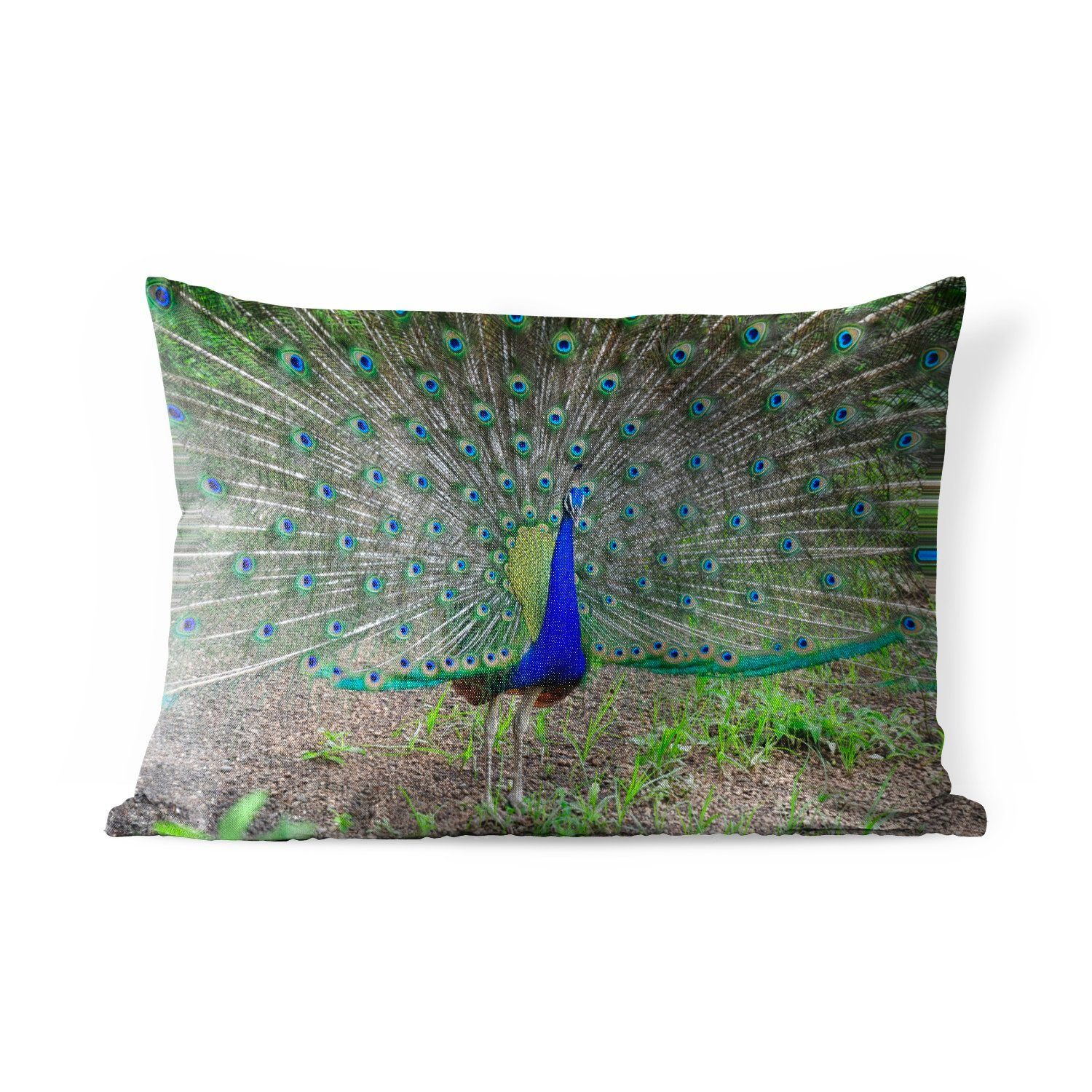 MuchoWow Dekokissen Pfau - Schnabel - Grün, Outdoor-Dekorationskissen, Polyester, Dekokissenbezug, Kissenhülle