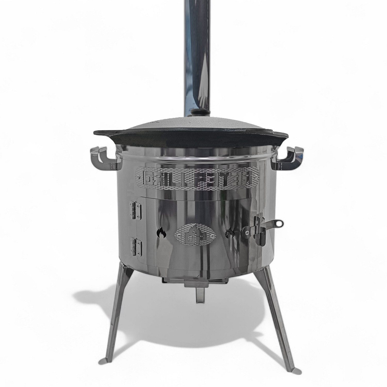 Grillpeter Holzkohlegrill Utschak aus Edelstahl Timur Ø40 cm mit Kazan aus Gusseisen 12L