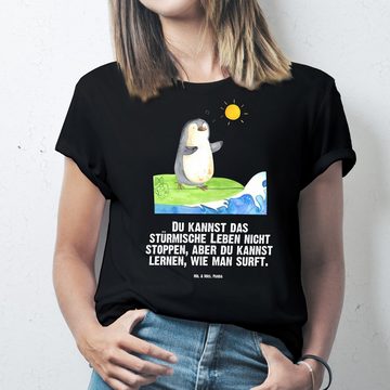 Mr. & Mrs. Panda T-Shirt Pinguin Surfer - Schwarz - Geschenk, Hawaii, Sprüche, Portugal, Jungg (1-tlg)