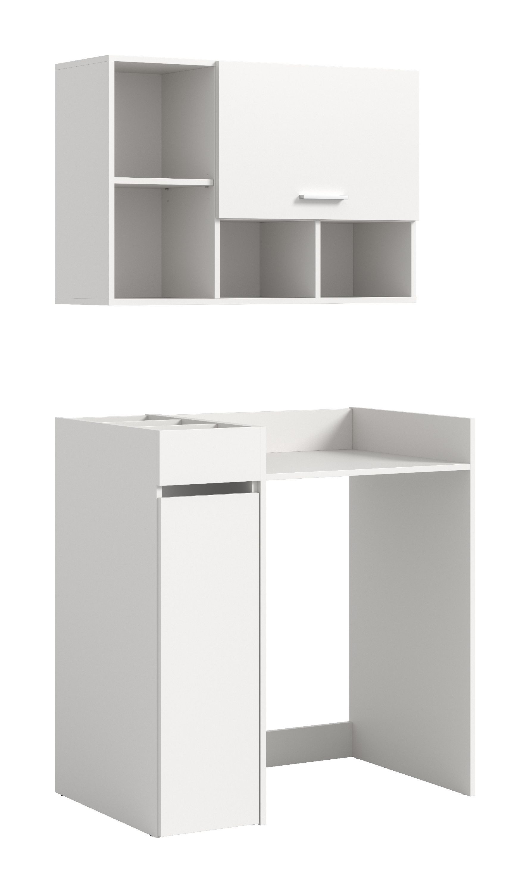 xonox.home Aufsatzschrank Free (3tlg. Set inkl. Anstellregal, Waschmaschinenumbau, Hängeschrank) weiß Nachbildung Melamin beschichtet modern 95x195x60 cm