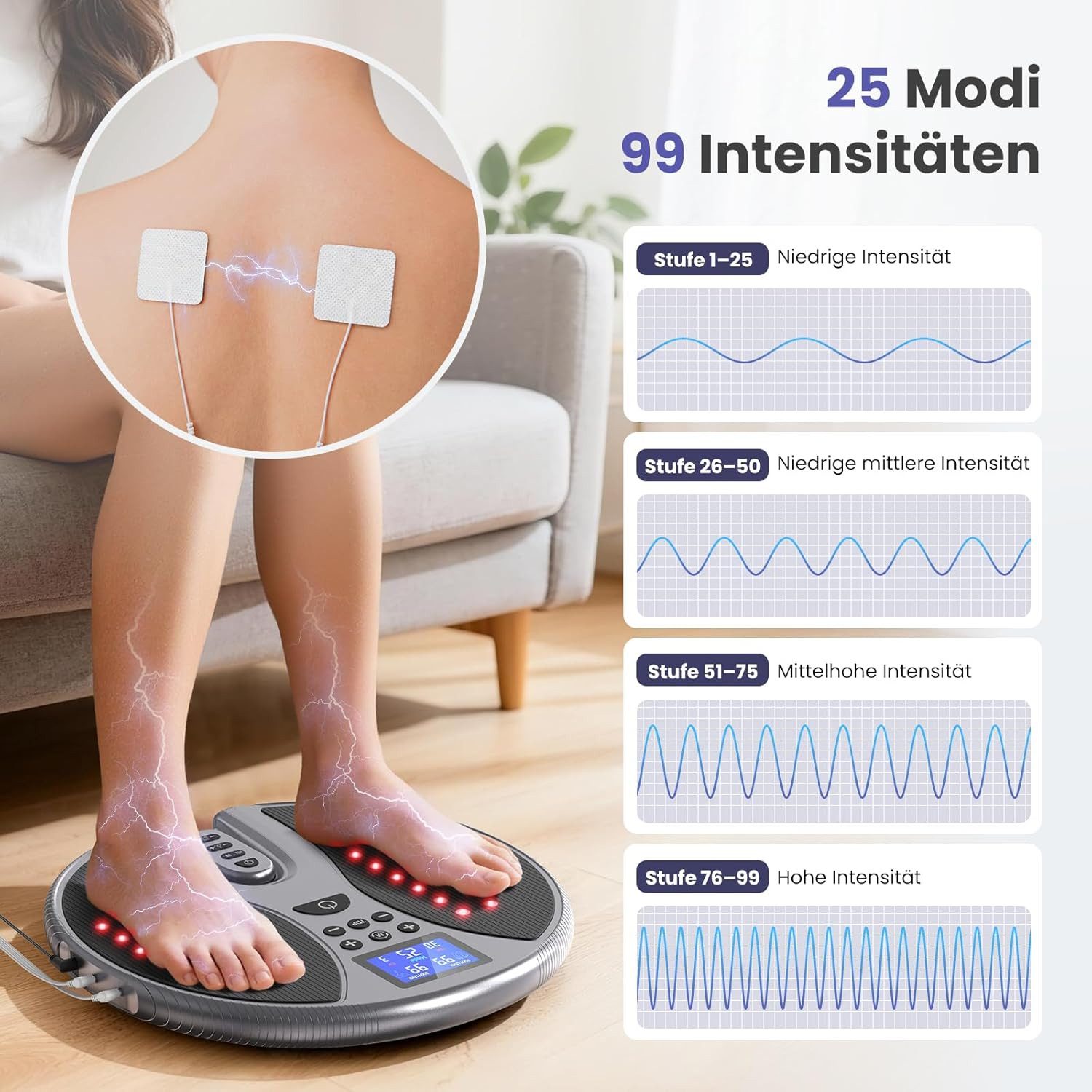 pedete Fußmassagegerät EMS Fußmassagegerät mit Rotlichtfunktion,Fernbedienung, Revitive durchblutung geräte Fuss massagegeräte, Durchblutungs,Fußmassage,Elektri – Bild 4 von 5