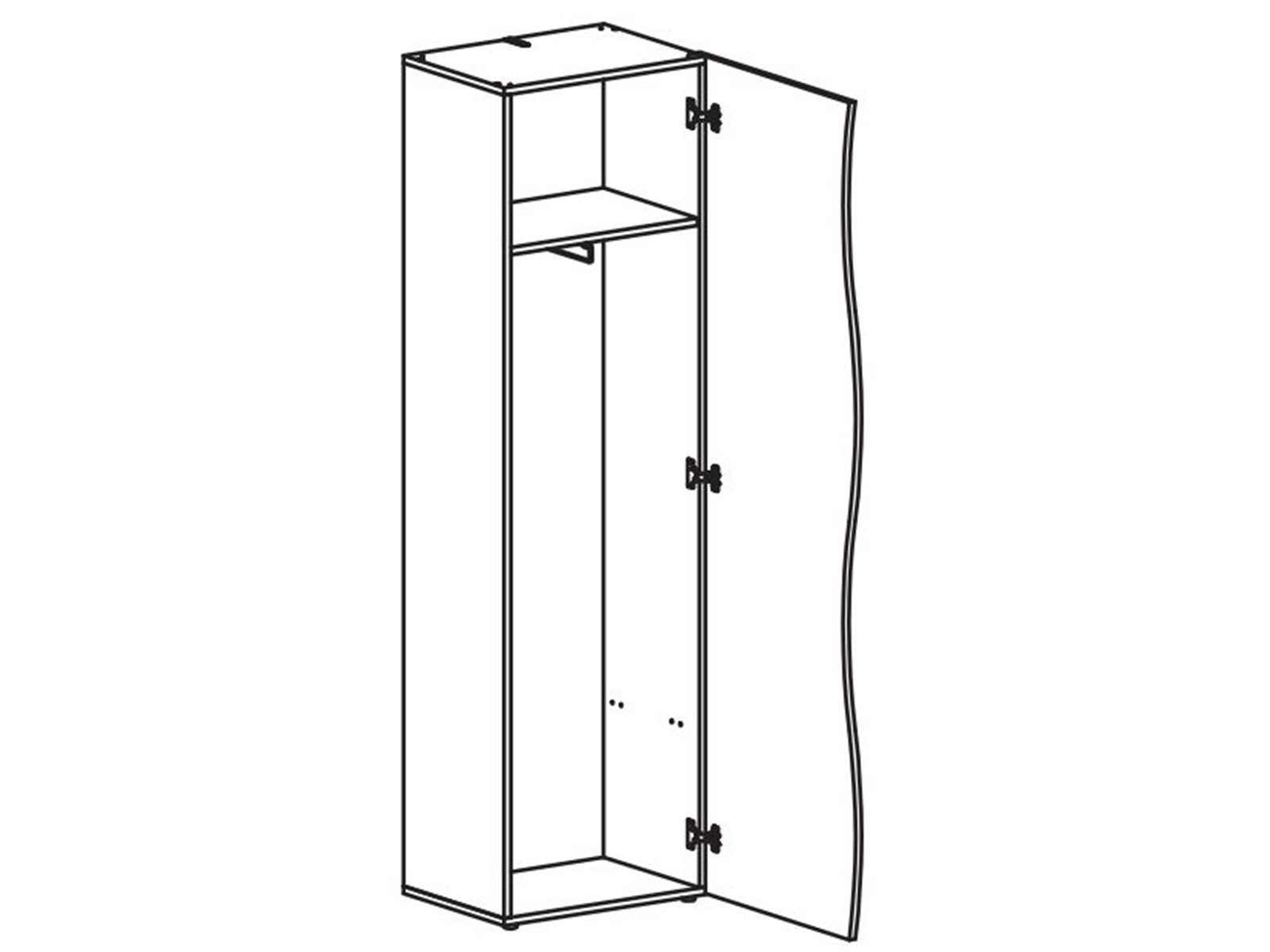 möbelando Garderobenschrank mit cm, Boden Tiefe aus 1 1 1 cm, 40 cm. Moderner Breite weiß-Hochglanz Spanplatte Stange. Tür, 63 Höhe in Onda 185 und Garderobenschrank