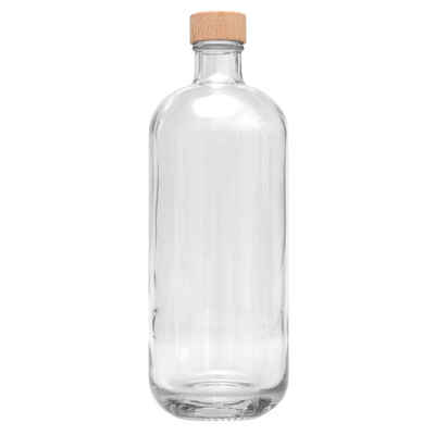 Yogishop Trinkflasche Yogabottle pure water, 0,7 l, Hochwertige Trinkflasche aus Glas mit Holzverschluss.