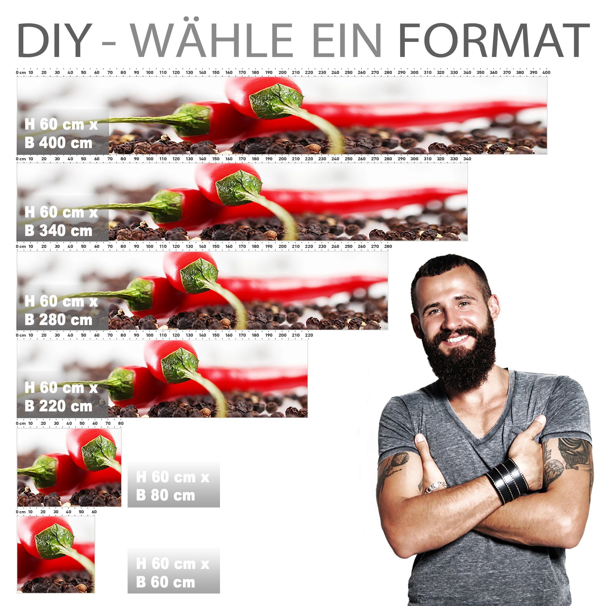 Stickerprofis Küchenrückwand HOT CHILI (Glasoptik), (Premium), 1,5mm, selbstklebend, hält auf besonders vielen Öberflächen