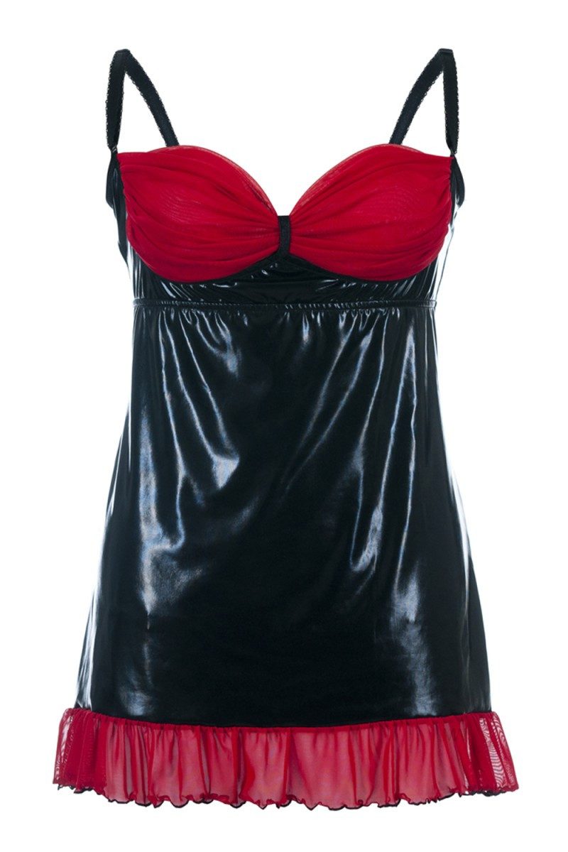Babydollkleid Andalea Schwarzes Wetlook Chemise SB/1011 Sexy Base Kollektion by