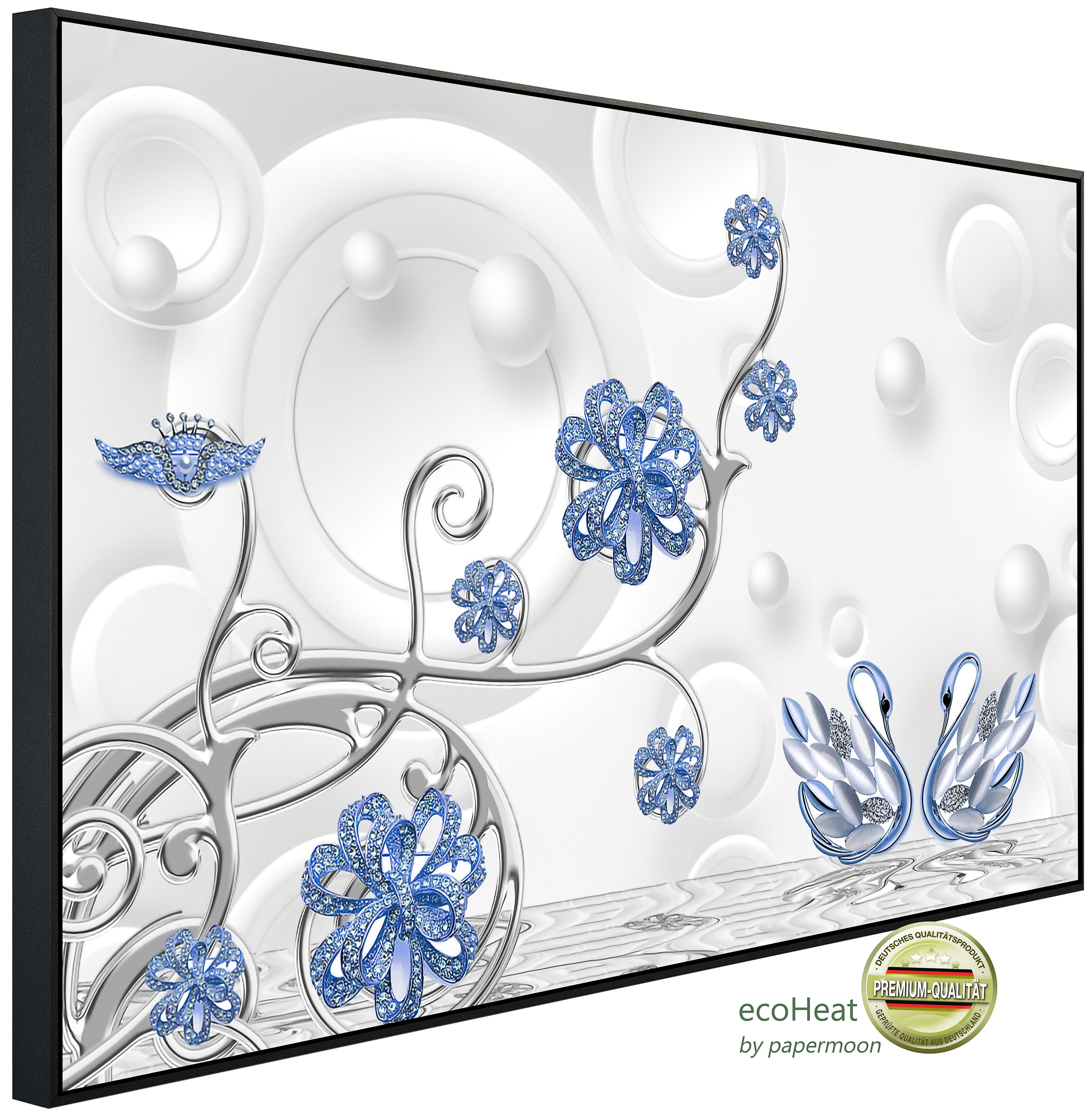 Papermoon Infrarotheizung INFRAROT-BILD-HEIZUNG, Muster mit Blumen, TÜV-Rheinland/GS zertifiziert, angenehme Strahlungswärme