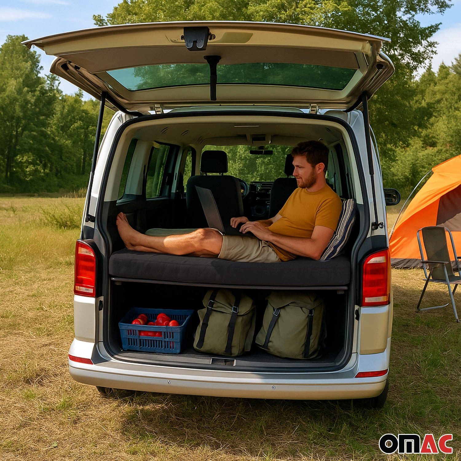 Klappmatratze Matratze Schlafmatratze für Ford Tourneo Custom 2023-2025 Schwarz, OMAC, 28 cm hoch, Haltbar