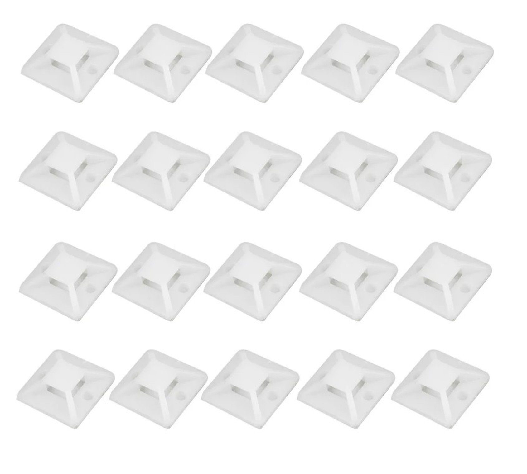 BAYLI Isolierband 100 Stück Klebesockel für Kabelbinder - Farbe: weiß 18 x 18 mm -