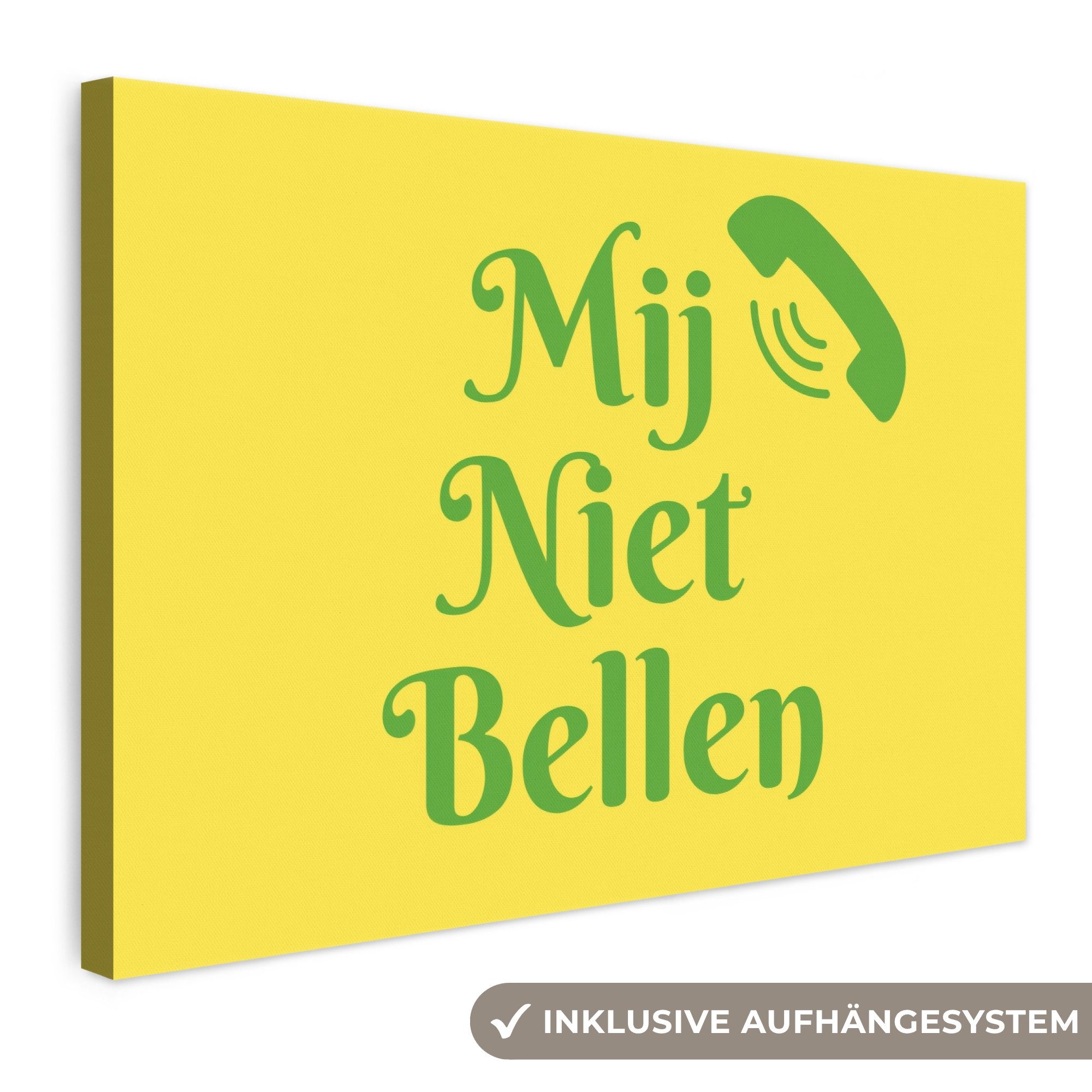 OneMillionCanvasses® Leinwandbild Rufen Sie mich nicht an - Telefon - Gelb, Fotodruck (1 St), Leinwand Bilder Klein, Wand Dekoration Aesthetic 30x20 cm