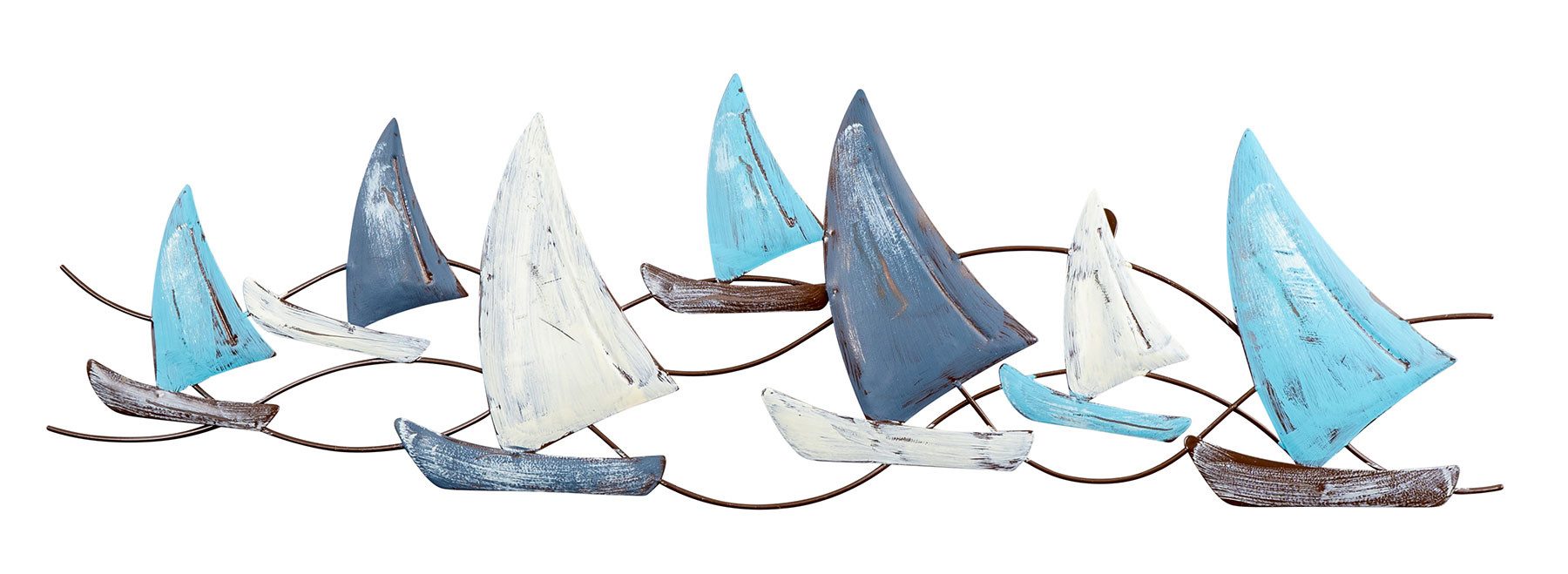 Levandeo® Wandbild, Wanddeko L74cm Segelboot Wandbild Blau Grau Weiß Mariti günstig online kaufen