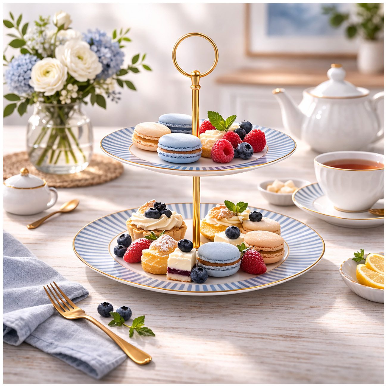 Neuetischkultur Etagere Etagere Keramik 2 stöckig Servieretagere 24 cm, Keramik, (1 Etagere ohne Dekoration)