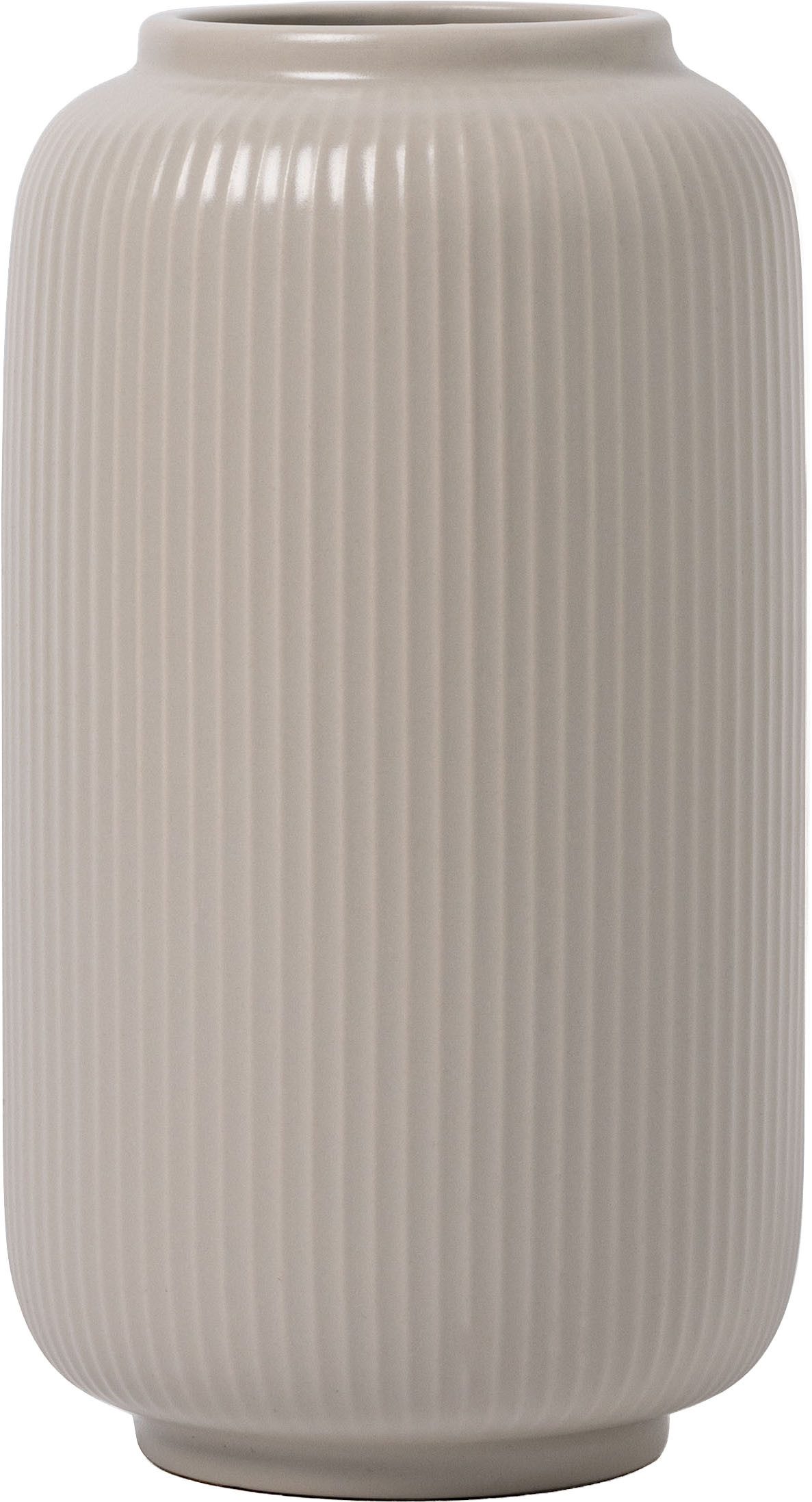 OTTO home Tischvase Ylvii, innen vollständig glasiert und wasserundurchlässig (1 St., in 2 Größen: 12x22cm oder 10x18cm), aus Keramik, uni matt oder mit glänzender Effektglasur, creme und blau