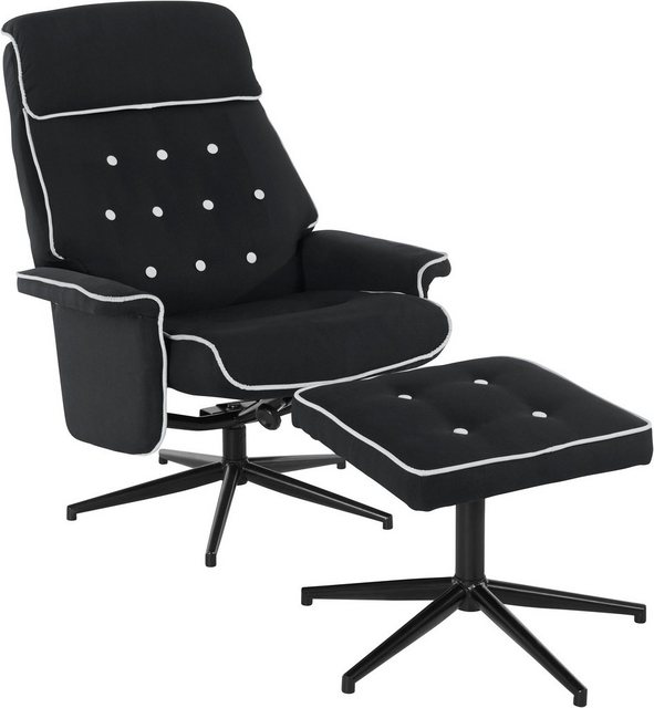 INOSIGN Relaxsessel »Newton«, mit Hocker aus schönem Webstoff, in zwei verschiedenen Farben mit mit schwarzem Drehfußgestell  - Onlineshop Otto