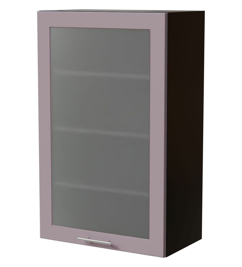 Feldmann-Wohnen Klapphängeschrank Bari (W4S/60, 1-türig, 3 Einlegeböden, 1-St., moderne Kassettenoptik, lackierte Fronten, Milchglaseinsatz) 60x32,5x96cm RAL 4009 pastellviolett (K5), Schwarz