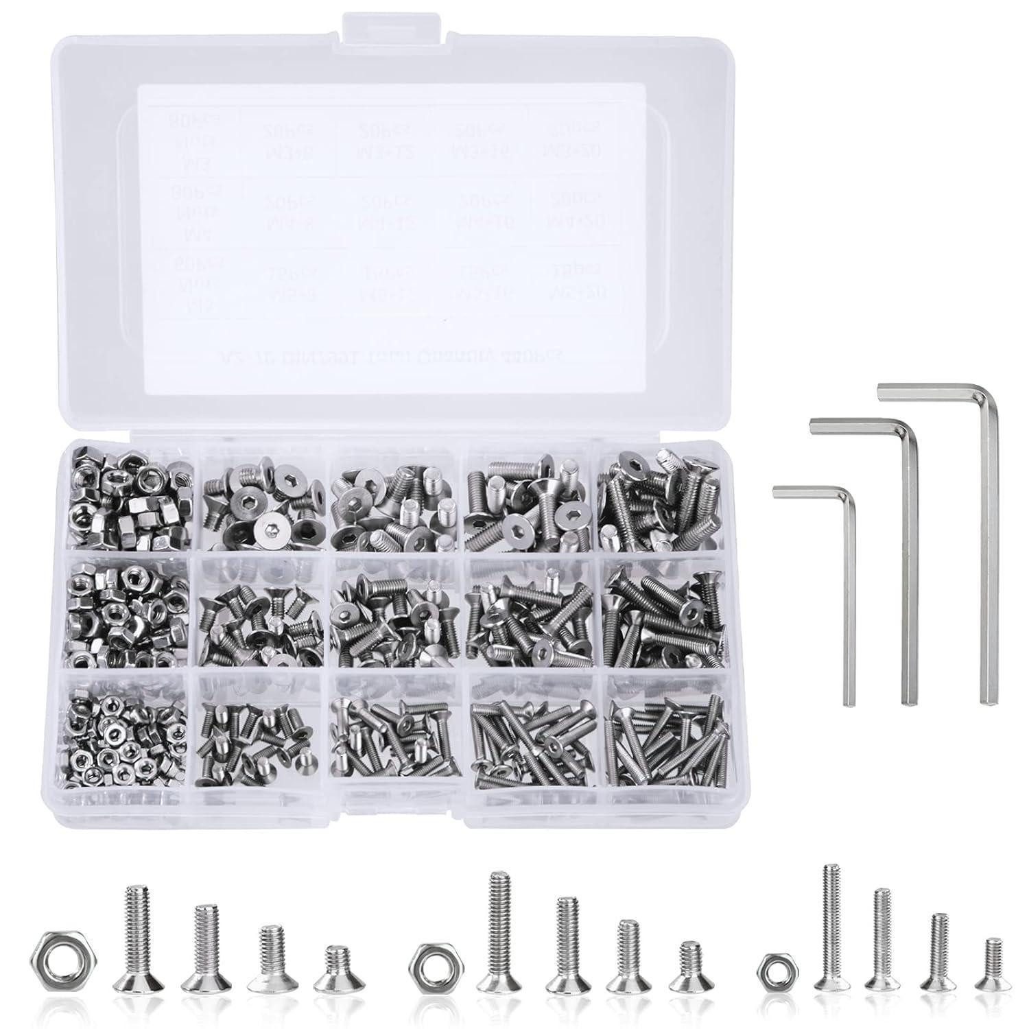 LuxusKollektion Senkschraube Senkkopfschrauben Muttern M3 M4 M5 Edelstahl Sortiment Flach, (440 St)