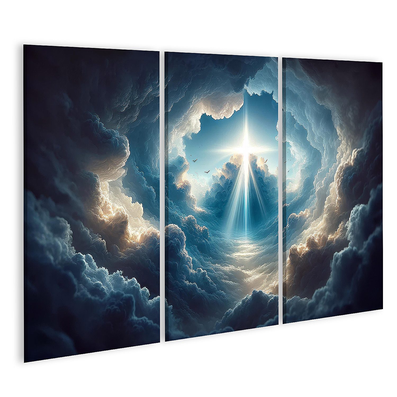 Leinwandbild Dramatischer Sonnenlichtausbruch: Himmel mit Kreuzformation
