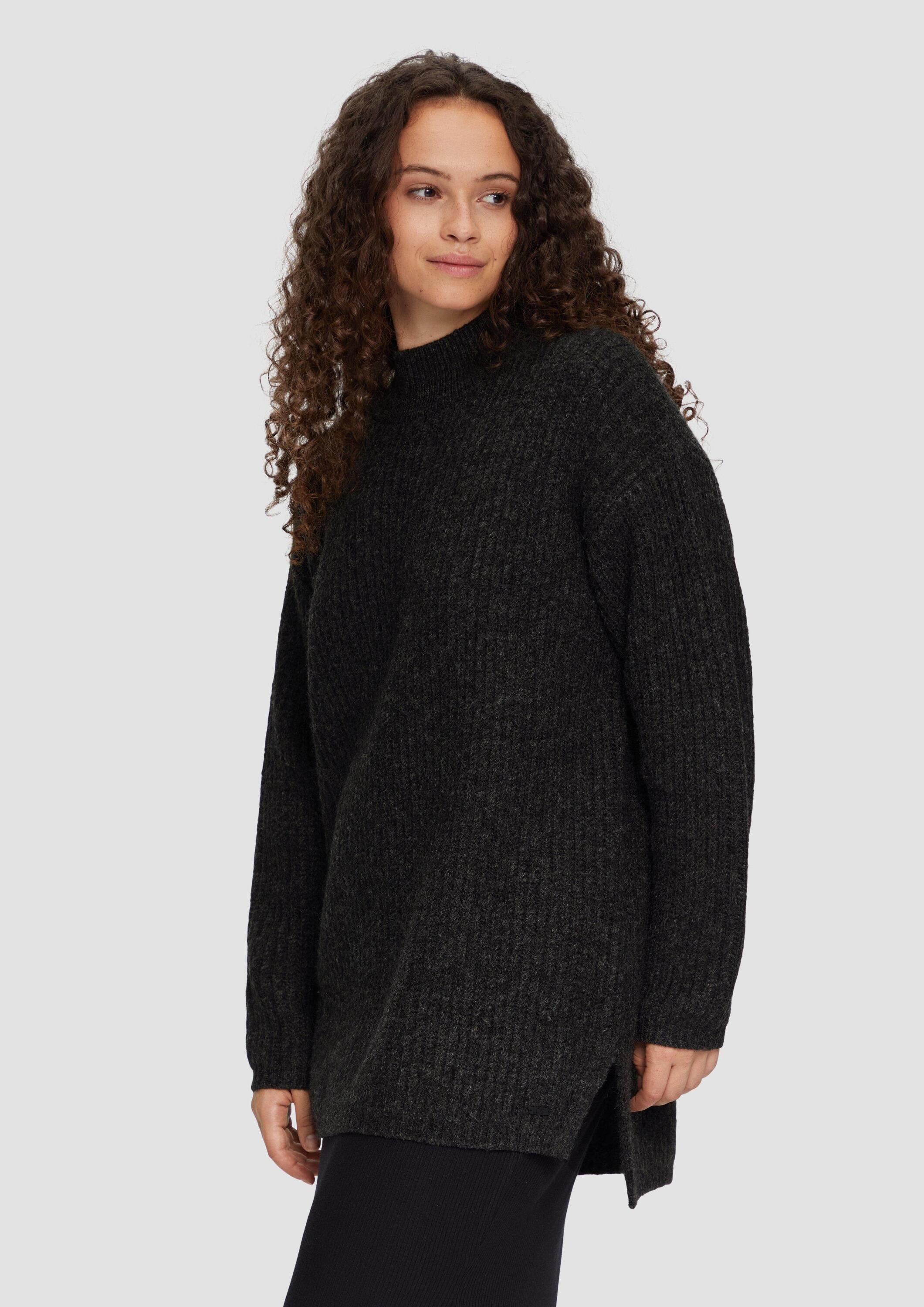 QS Longpullover Strickpullover Weicher Strickpullover mit Rippstruktur günstig online kaufen