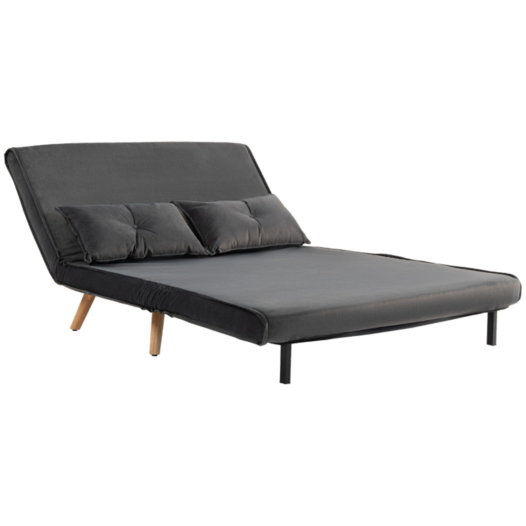 MC Star Schlafsofa 2-Sitzer, Bettsofa, in Bett umwandelbare Couch, verstellbare Rückenlehne, Stoffbezug, Metallrahmen, Dark Green
