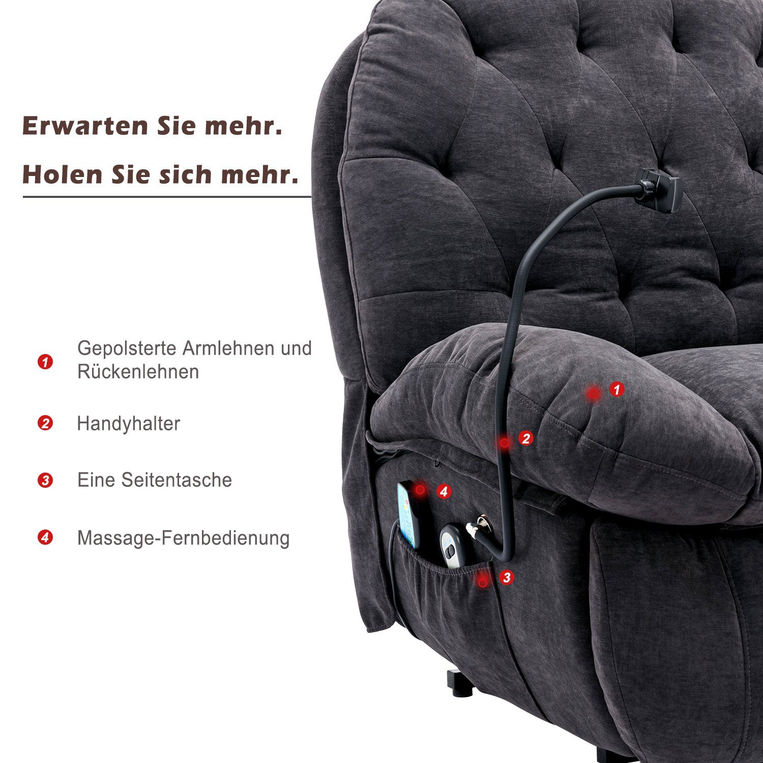 Massagesessel Blau/Weiss/Grau Odikalo Loungesitz Massagestuhl gepolstert Sessel Liegestuhl