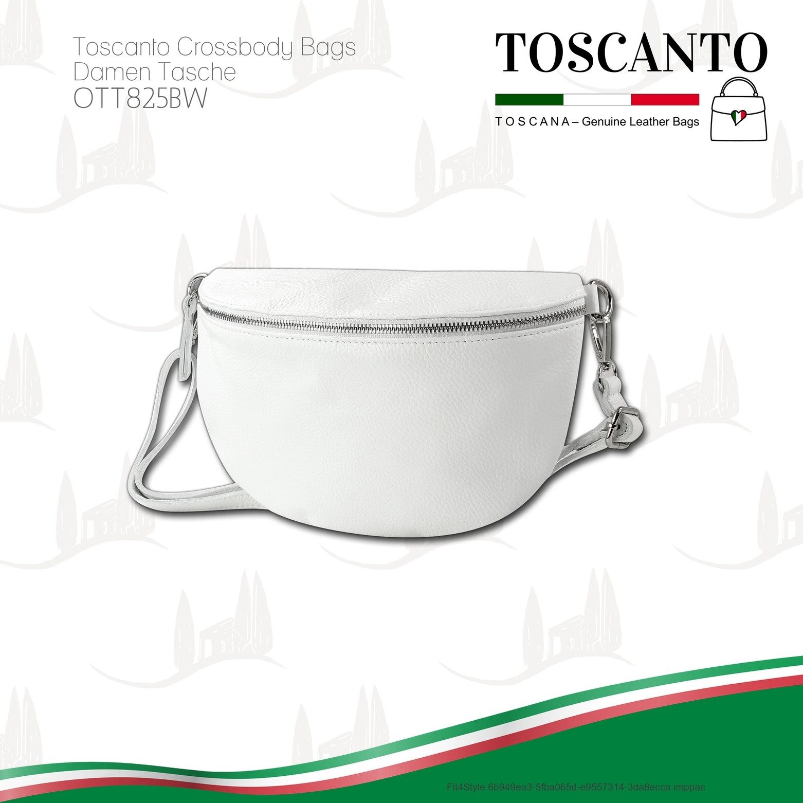 Toscanto Gürteltasche Toscanto Damen Gürteltasche Leder (Gürteltasche, Gürteltasche), Damen Tasche Echtes Leder weiß, Tragegurt, Made-In Italy ca. 29cm