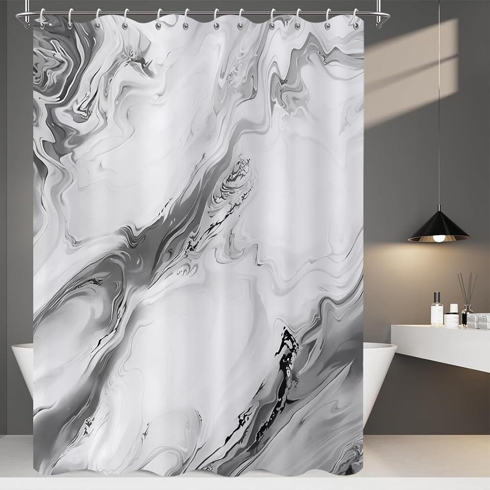 Agger Duschvorhang Modern – Abstrakt Marmor Aquarell Design, Wasserdicht & Waschbar Breite 180 cm (1-tlg), Badvorhang für Dusche & Badewanne