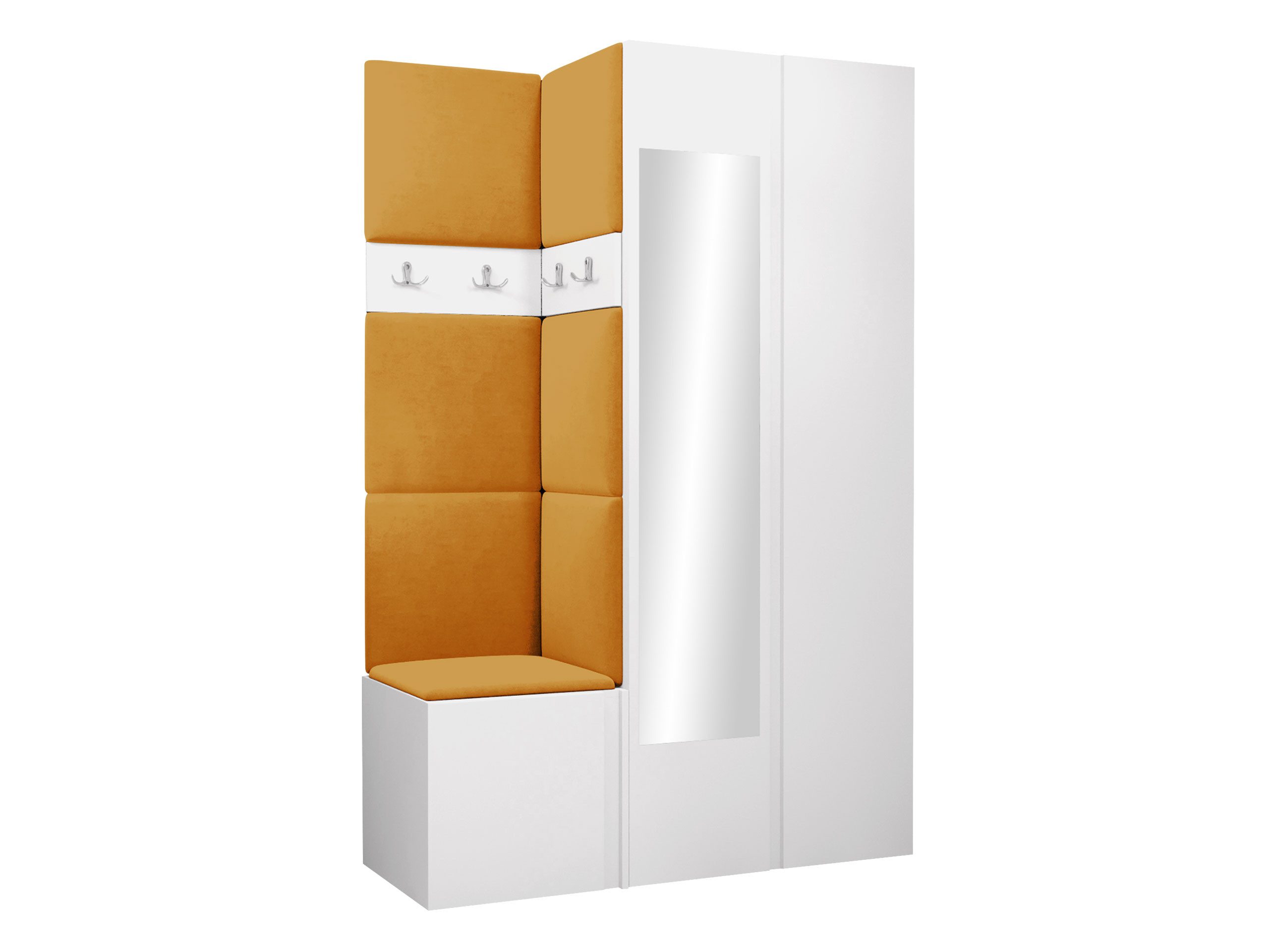 MIRJAN24 Garderoben-Set Orion XXVI, (Komplett-Set, Schrank, Kleiderschrank mit Spiegel, Kleiderhaken, 7x Paneel 42x42), Auswahl aus Fronten und Polsterplatten