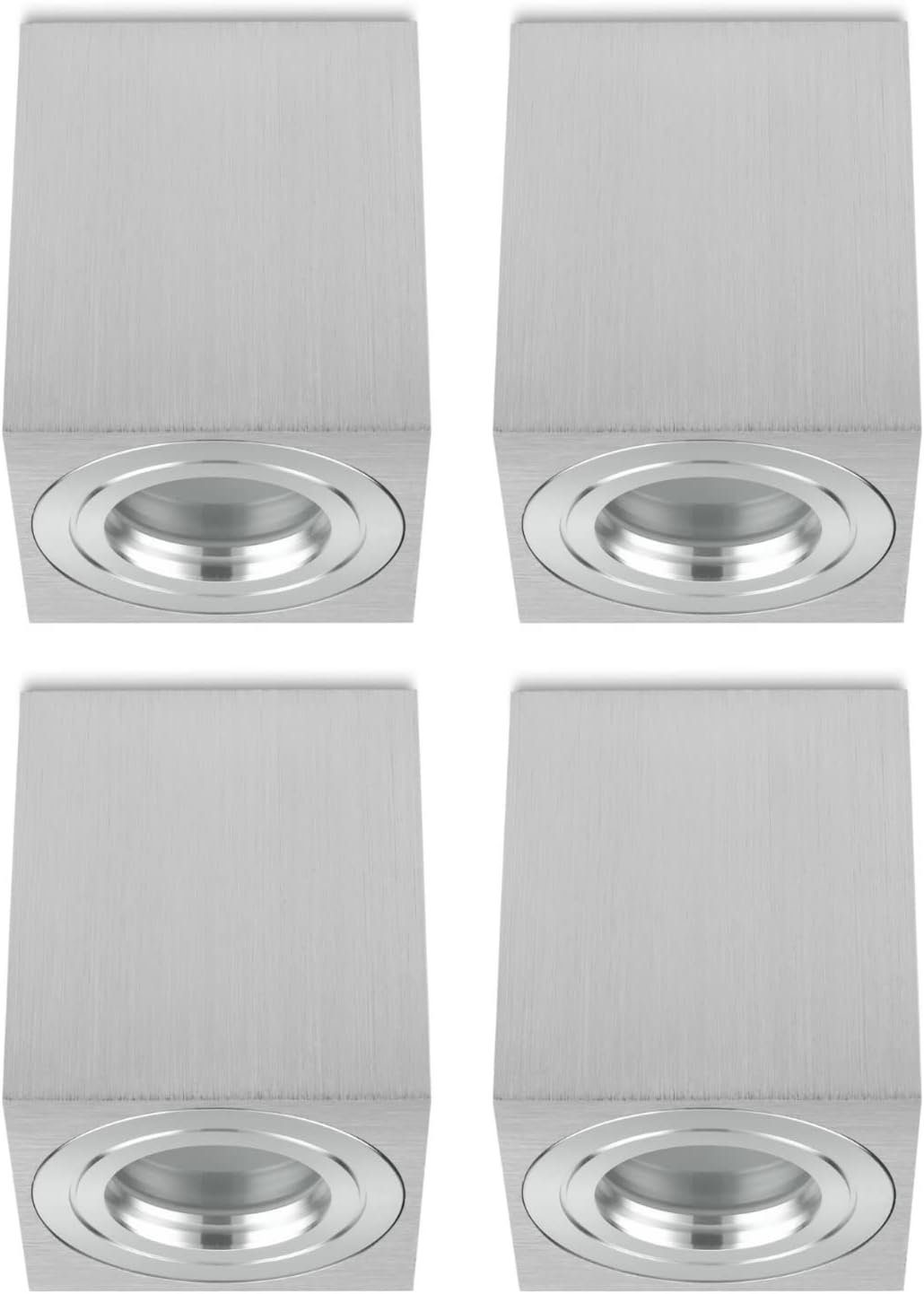 Sweet LED Aufbauleuchte 4 stück Bad eckig GU10 Aluminium IP44 spot badezimmer, ohne Leuchtmittel, Aufbaustrahler LED, Aufbauspot, Deckenstrahler
