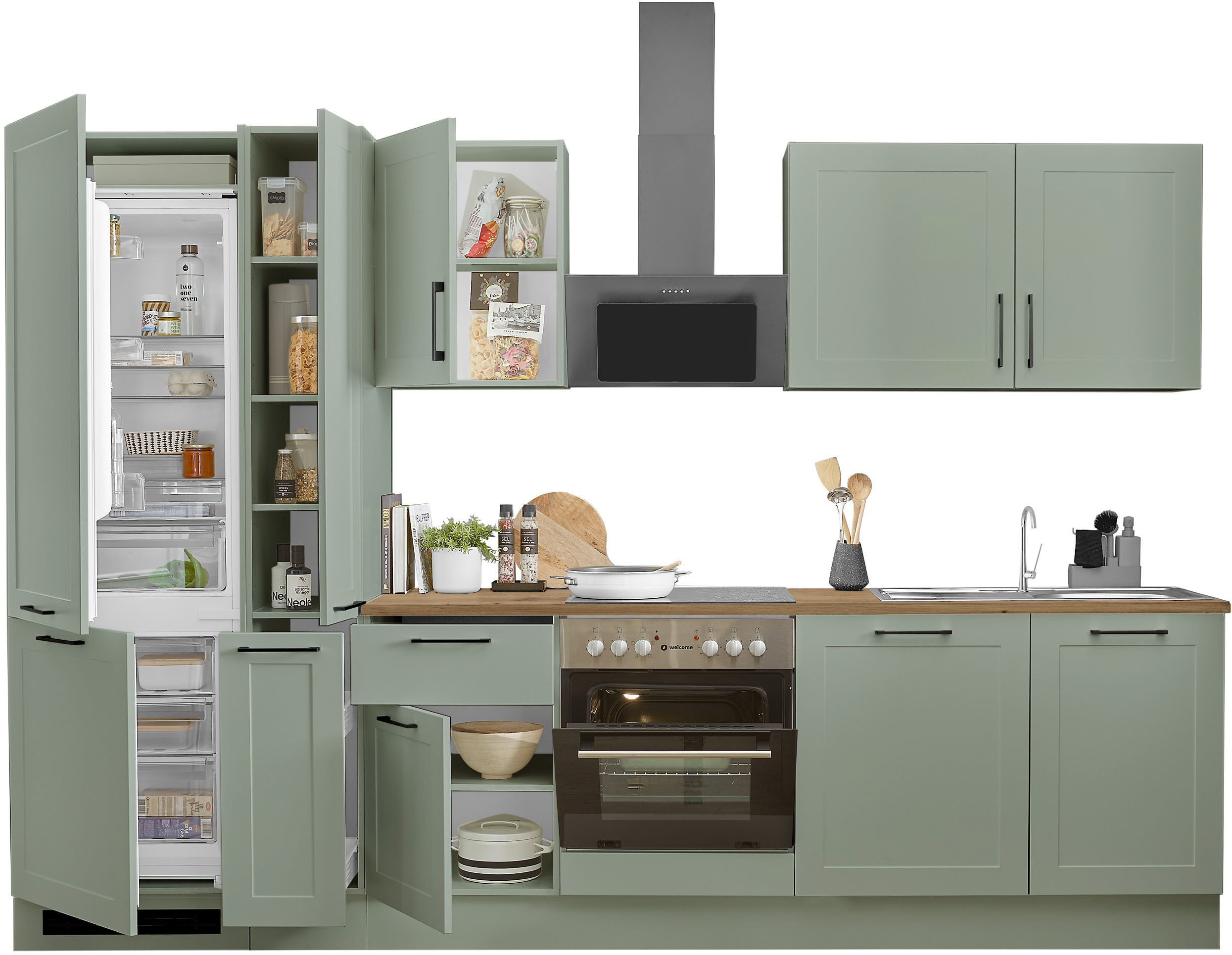 BASIC by Balculina Küchenzeile Marsi, Breite 310 cm, wahlweise mit E-Geräten, mit Soft-Close-Funktion