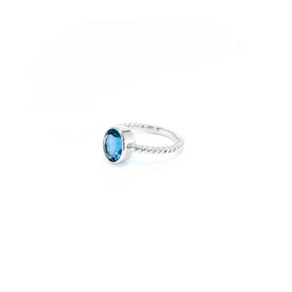 Cavill Solitärring Cavill Ring 1,86 ct petrolblauer Fluorit, 925er Silber platiert (1-tlg)