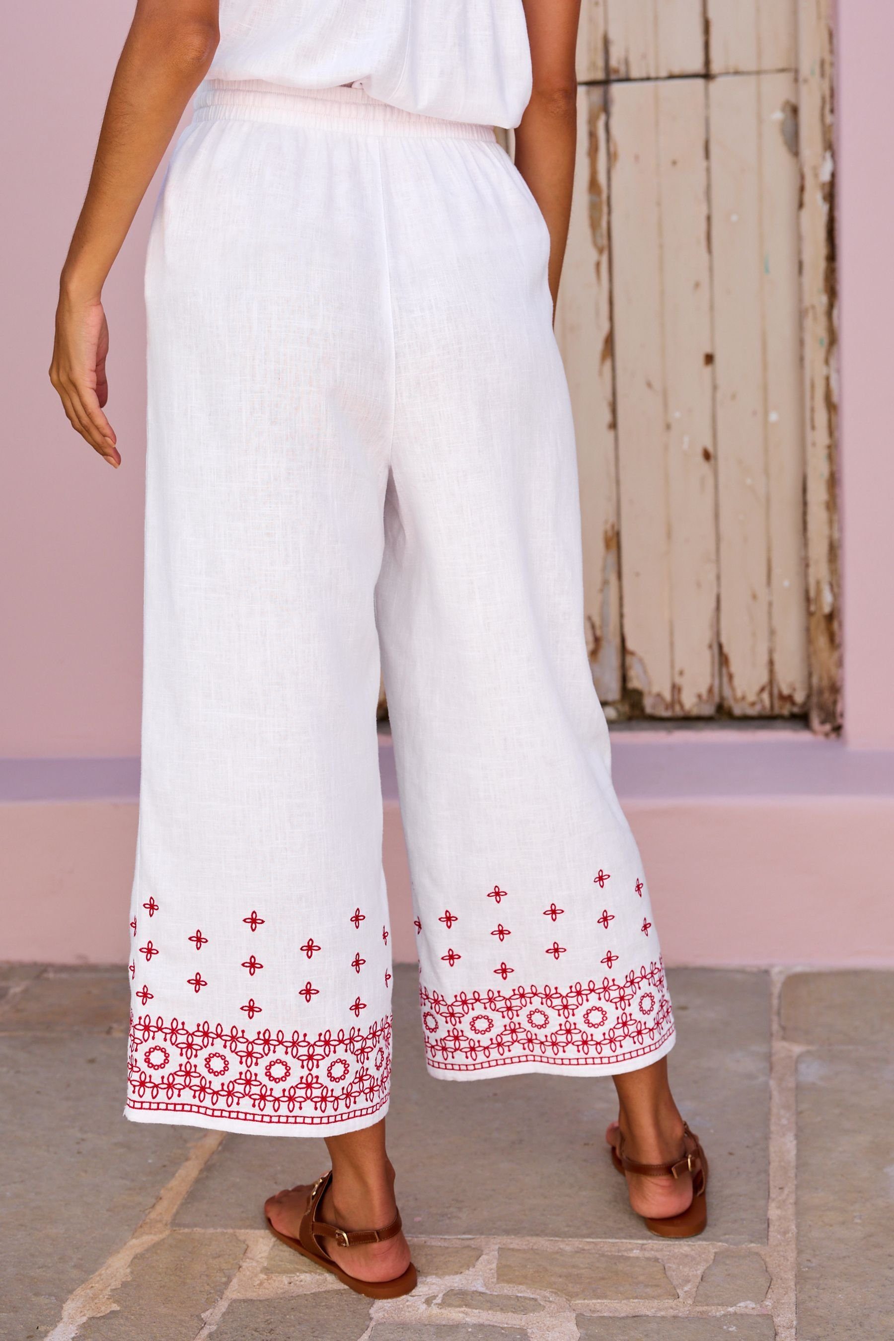 Next Culotte Bestickte aus White (1-tlg) Culotte Leinengemisch