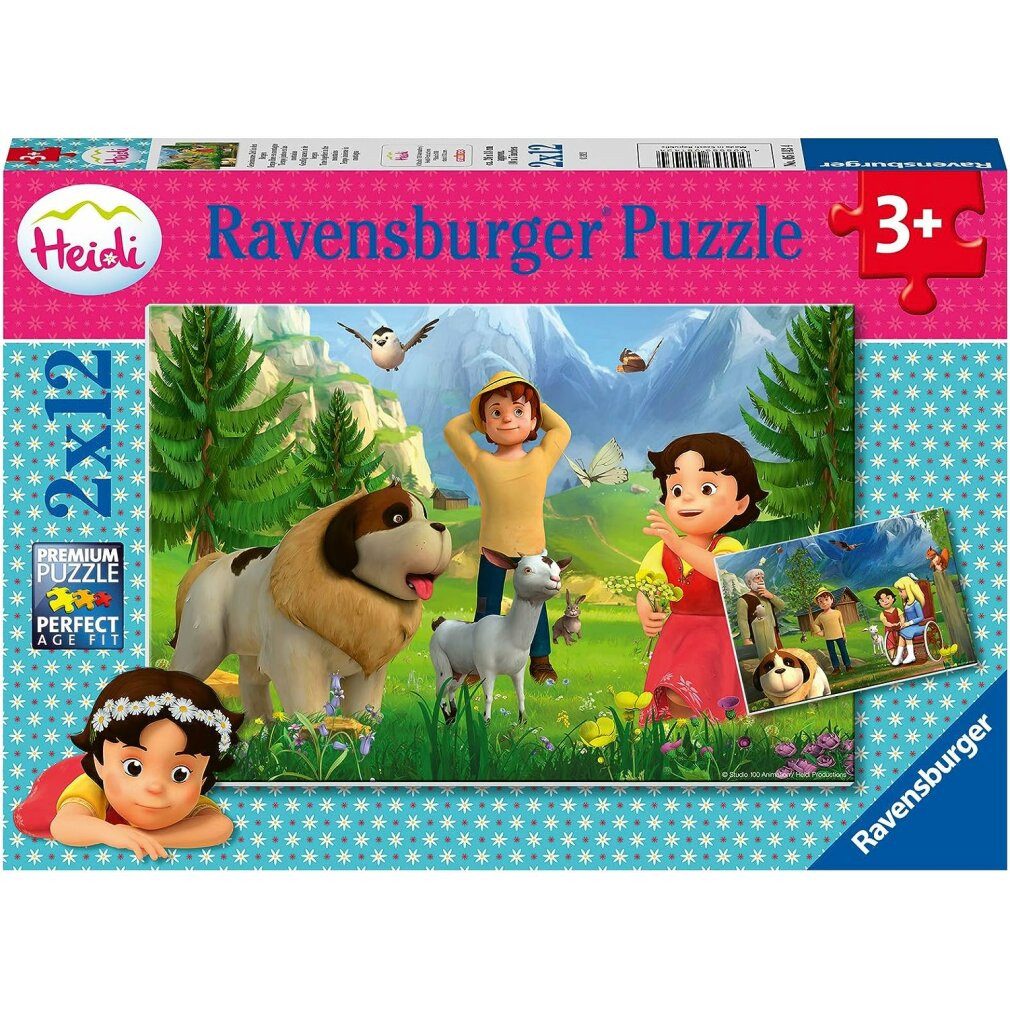 Ravensburger Puzzle Puzzle Heidi: Gemeinsame Zeit in den Bergen 2x12 Teile, günstig online kaufen