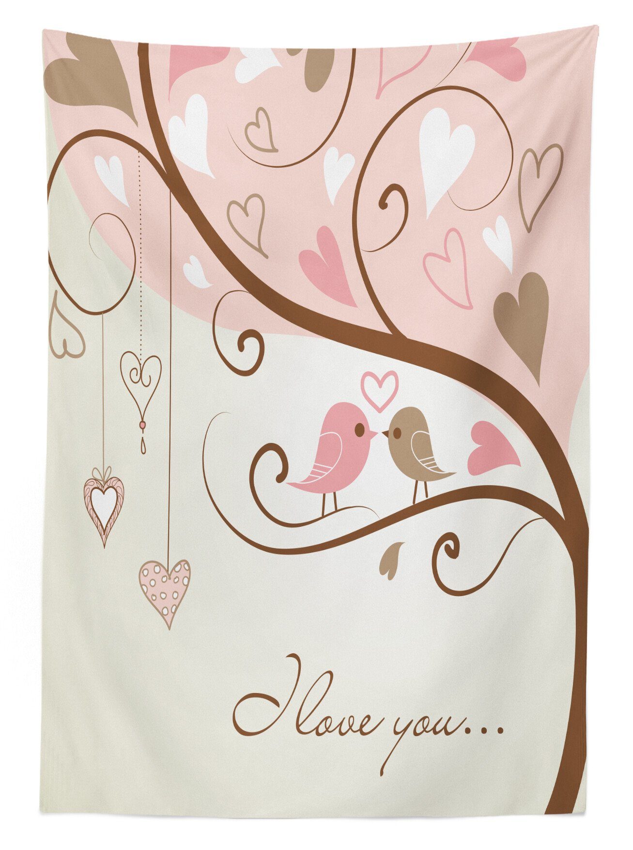 Abakuhaus Tischdecke Farbfest Waschbar Für Motiv den Klare 2 Vögel Farben, Außen Liebe Romantik geeignet Bereich