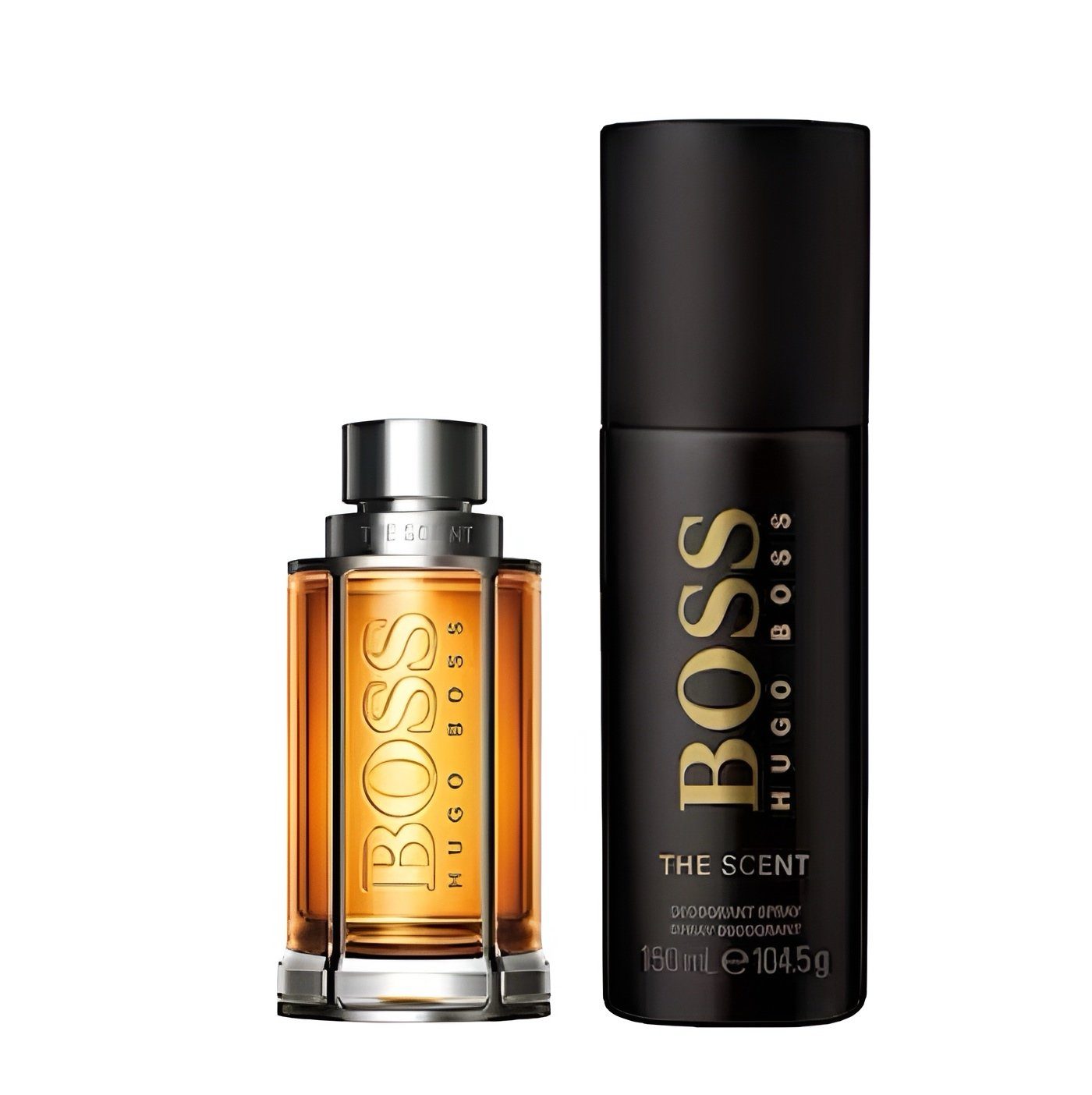 HUGO Eau de Parfum HUGO BOSS The Scent Spray 50 ml, Deodorant 150 ml, Geschenk, 4-tlg., Männerparfüm, holziger Duft, verführerischer Duft, Geschenk für Ihn.