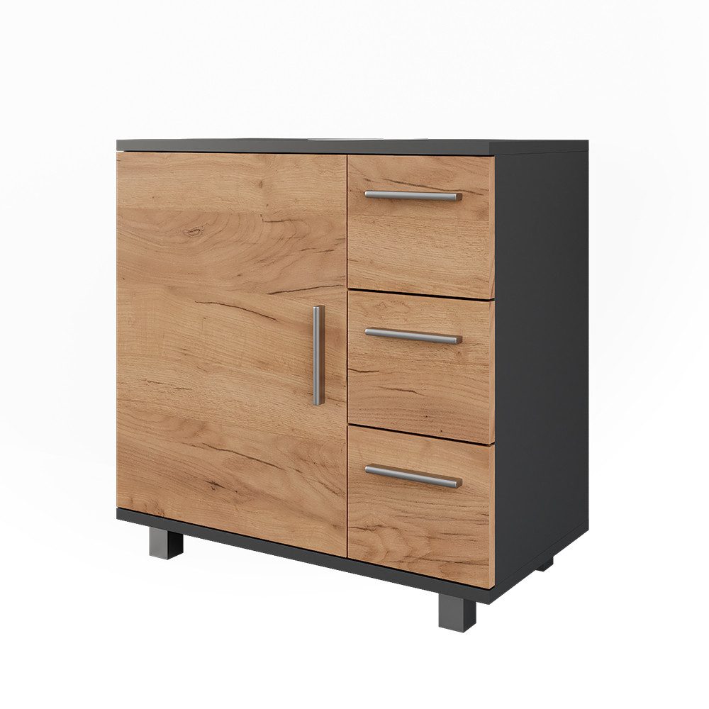 Vicco Waschbeckenunterschrank Ilias, Anthrazit/Goldkraft Eiche, 60.2 x 60.8 günstig online kaufen
