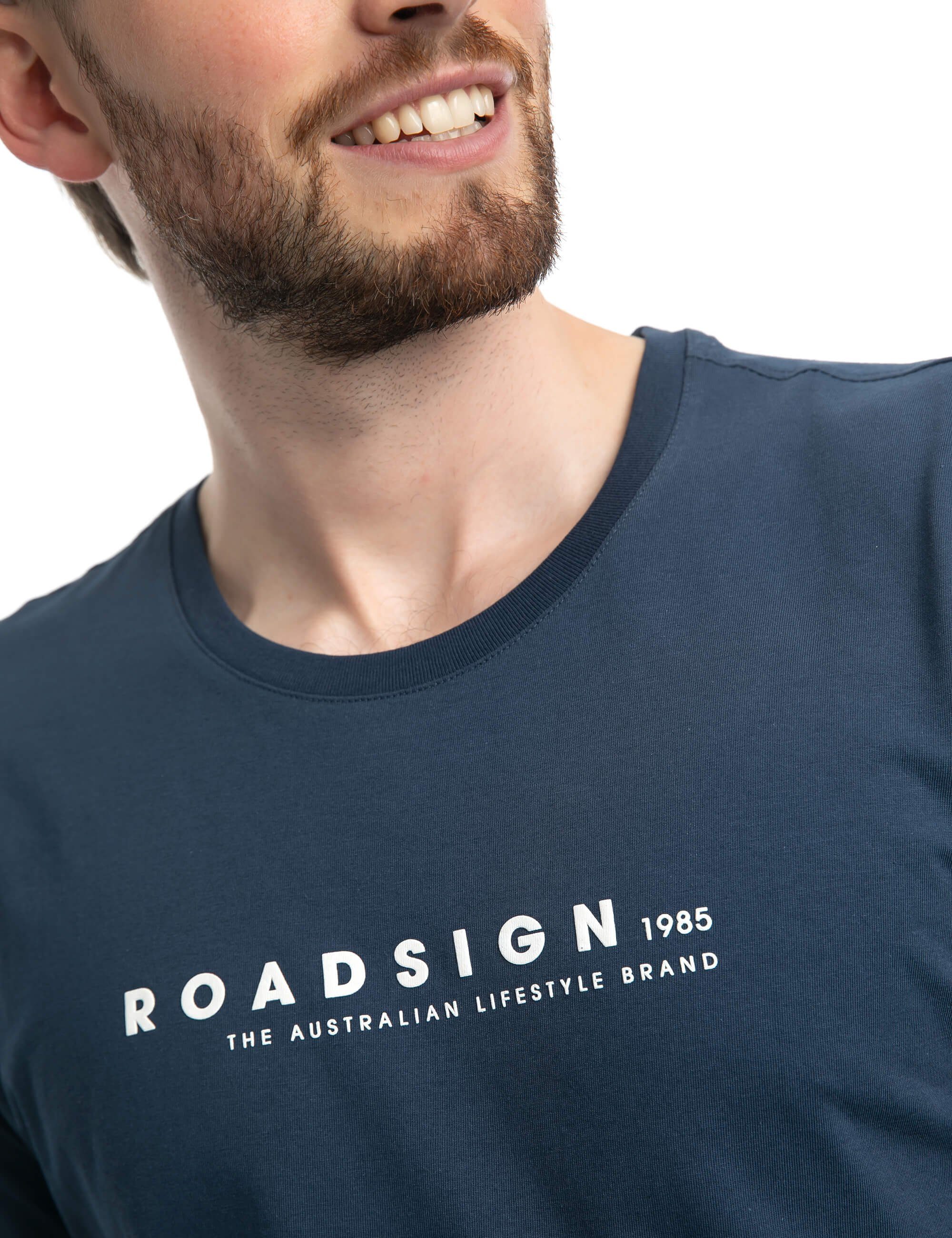 (1-tlg) Roadsign australia mit % Logo-Aufdruck, & Navy Lifestyle ROADSIGN BCI-Baumwolle T-Shirt Rundhalsausschnitt 100