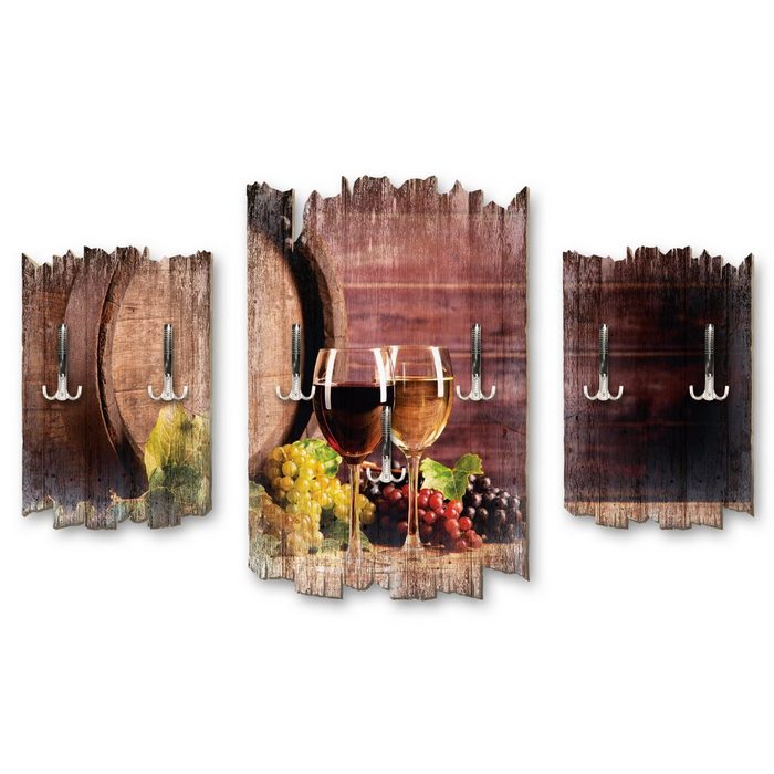 Kreative Feder Wandgarderobe Wein Holz Wandbild Wanddeko Garderobe Kleiderhaken Weintrauben