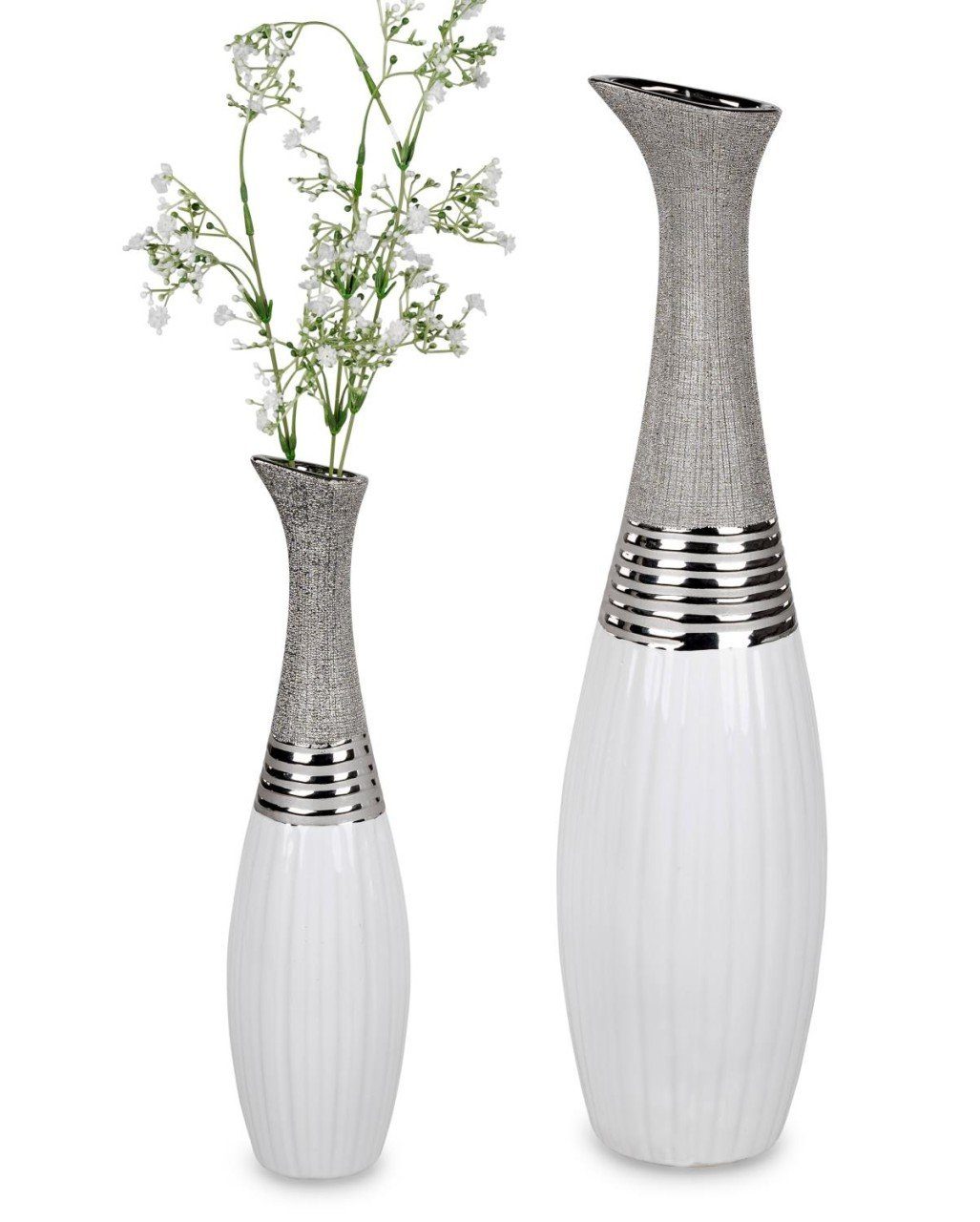 formano Bodenvase White Silver, Silber H:60cm Keramik