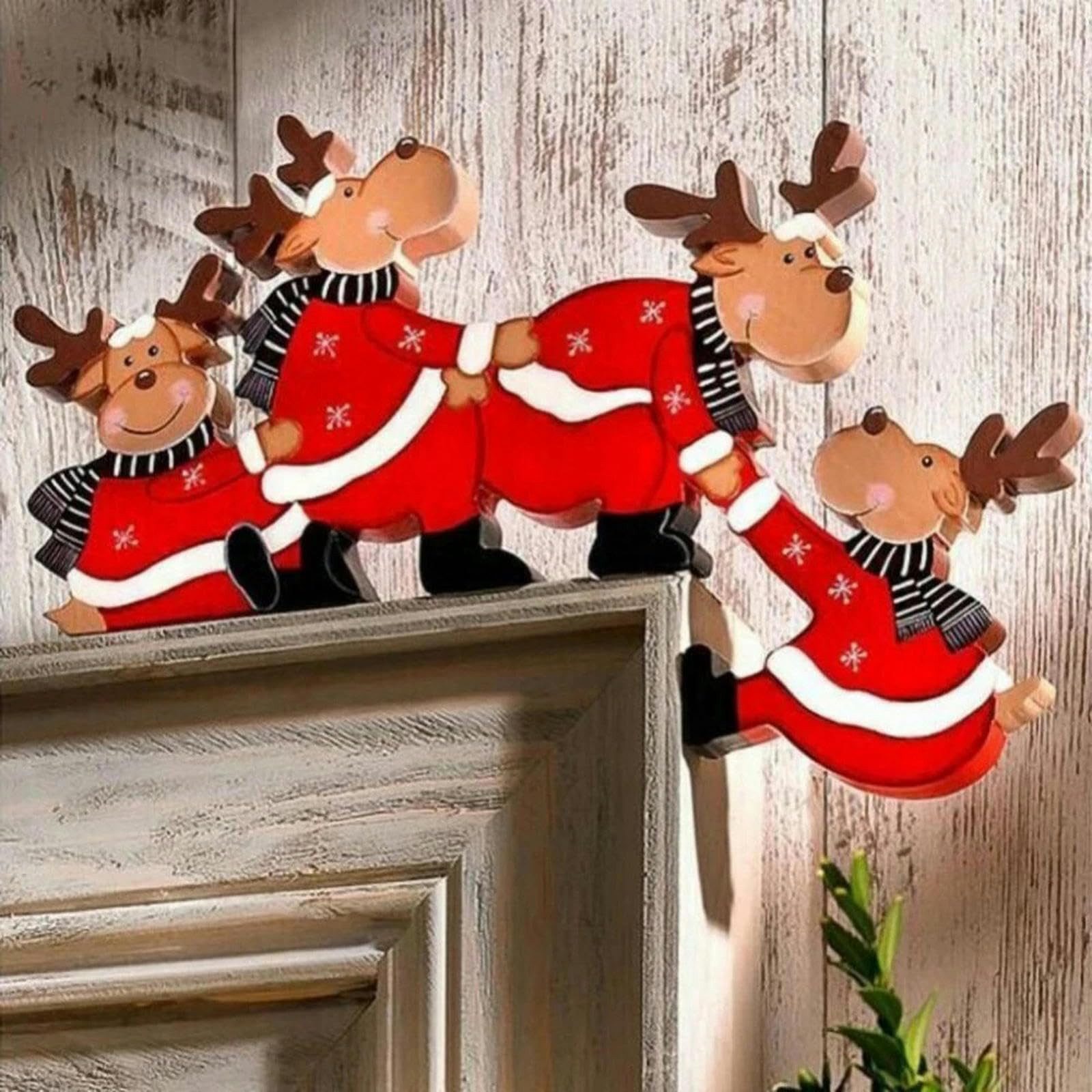 Coonoor Weihnachtsmann Weihnachtsdekorationen Home Decor Holz Rahmen Ecke Dekoration, für Wände Türen und Fenster Weihnachtsecktürrahmen Deko