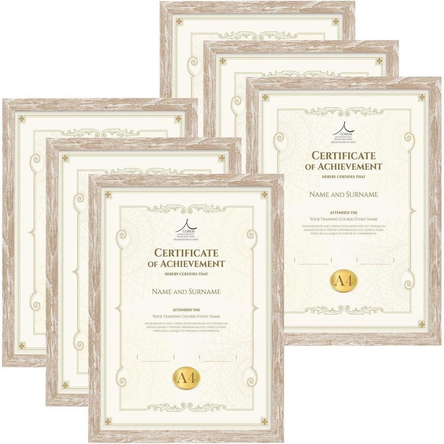 LuxusKollektion Bilderrahmen-Set Bilderrahmen 6er Holzmaserung Kunstwerke Tischaufsteller A4